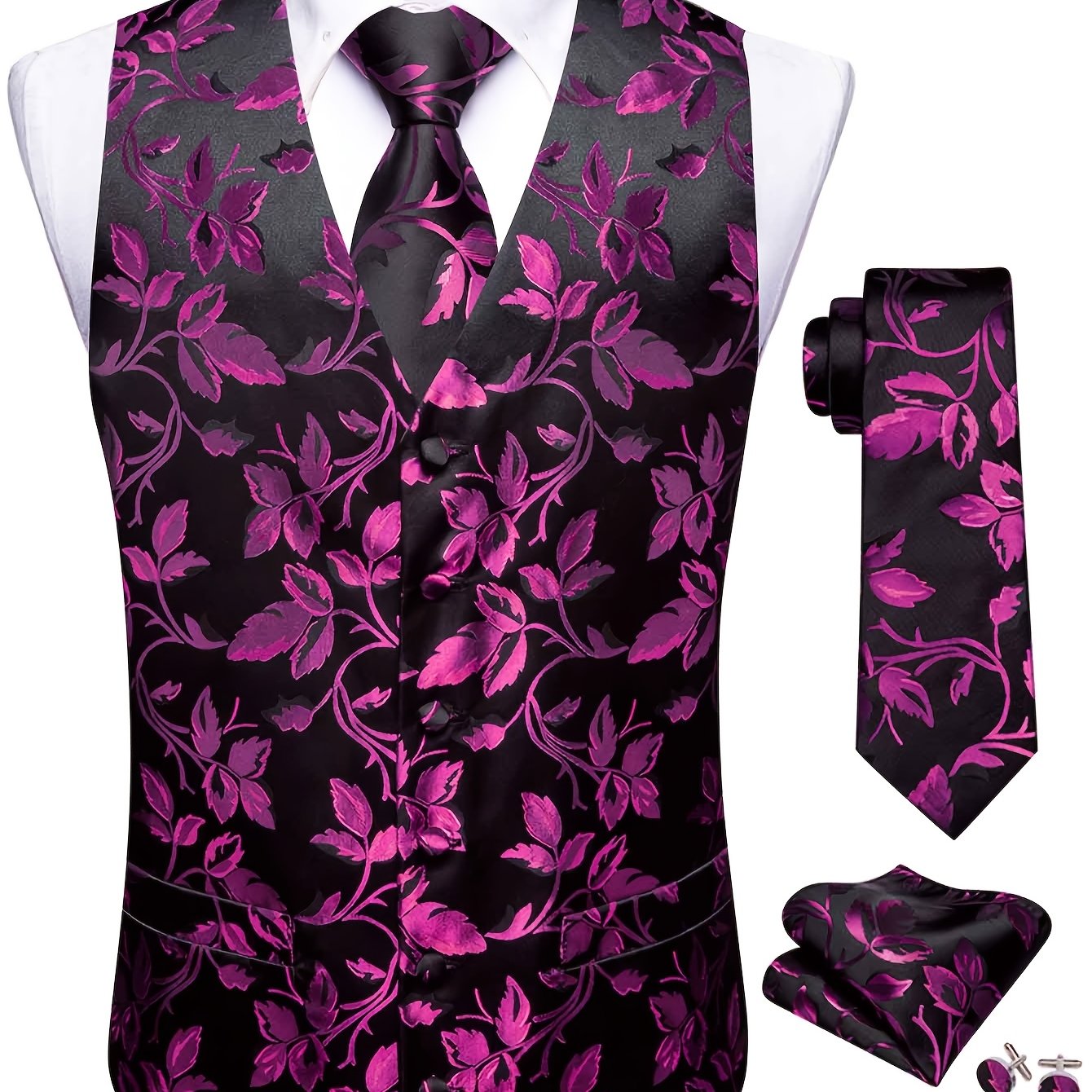 Men's Black And Purple Retro Paisley Sleeveless Gilet - Casual Loose Fashion Waistcoat In Sizes S-xxxl