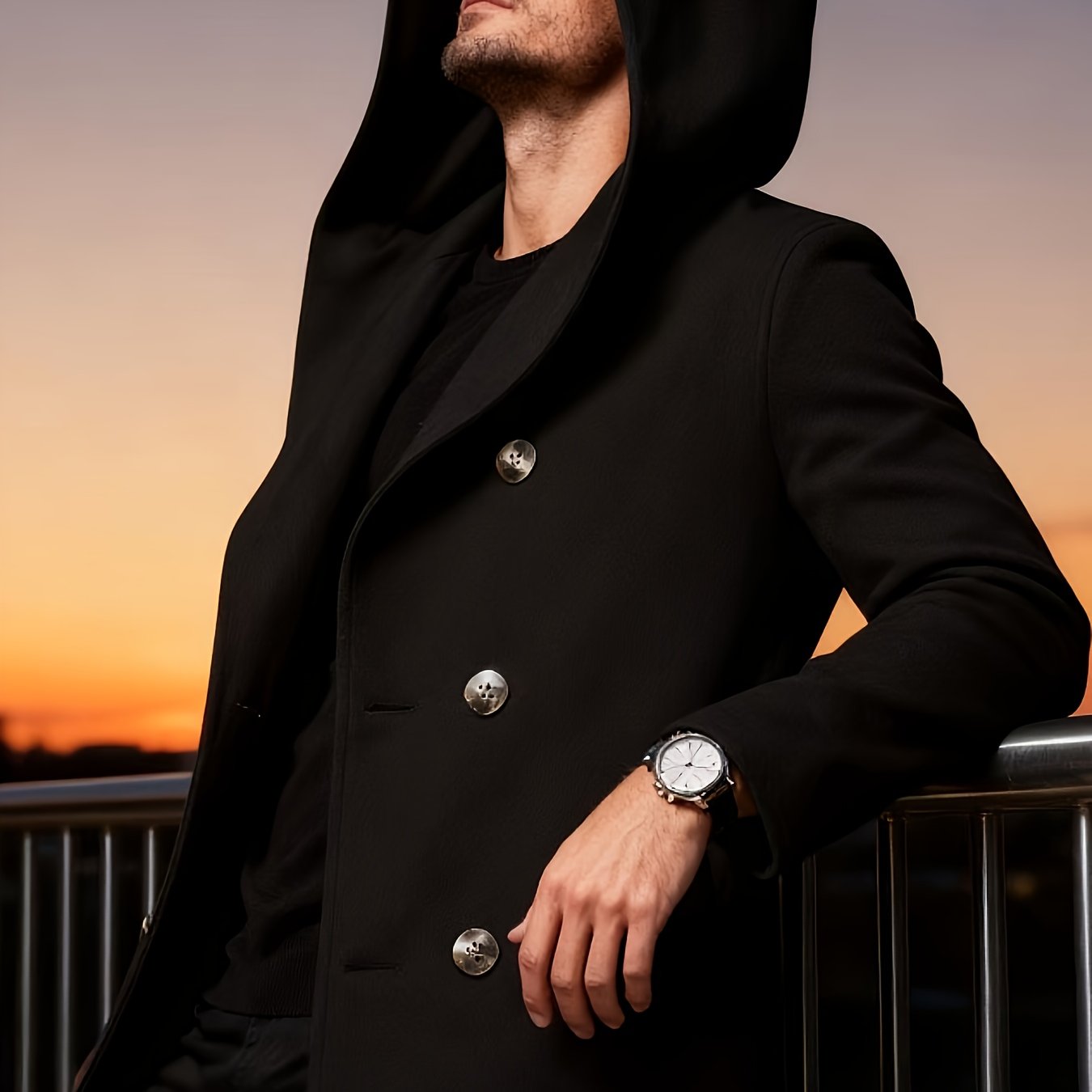 TEMU Plus Size Men's Clothing - Men's Fashion - Men's Casual Mid-length Coat - Plus Size - Black - Individual Casual Sweatshirt Henley - Larsen,