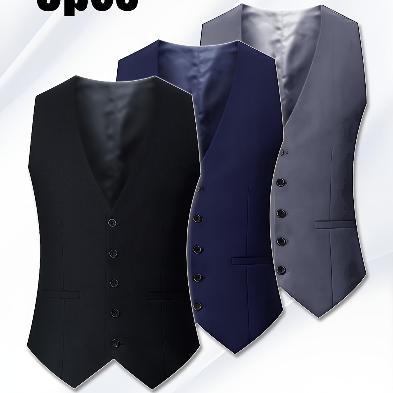 TEMU Men's V-neck Slim Fitting Vests, Easy Solid Color Single Breasted Design, Versatile For Daily Leisure And