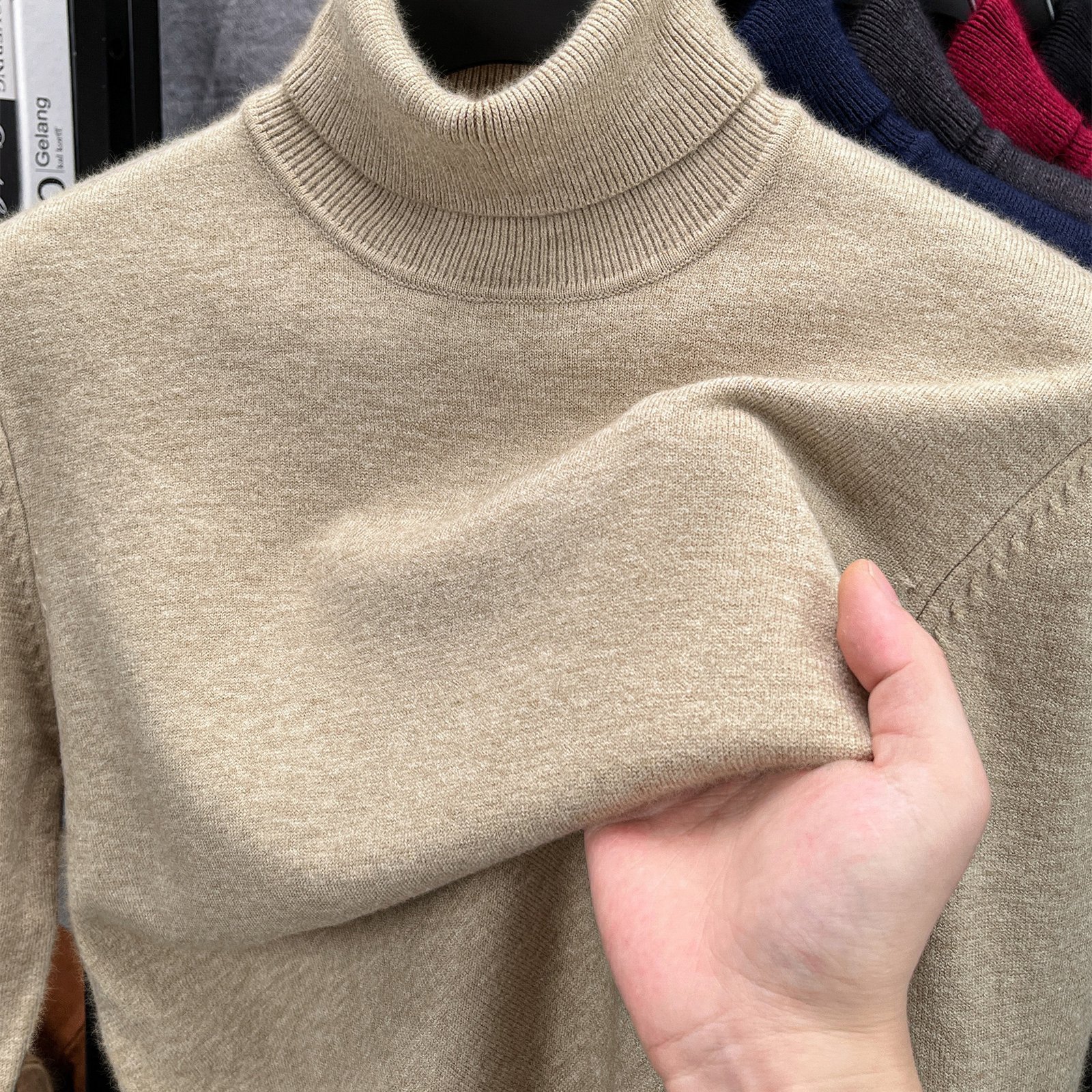 TEMU Men's Crrtmaro Turtleneck Sweater - Warm Winter Sweater Suitable For Fall & Winter, Casual Solid Color High Neck Pullover, Regular Fit Long