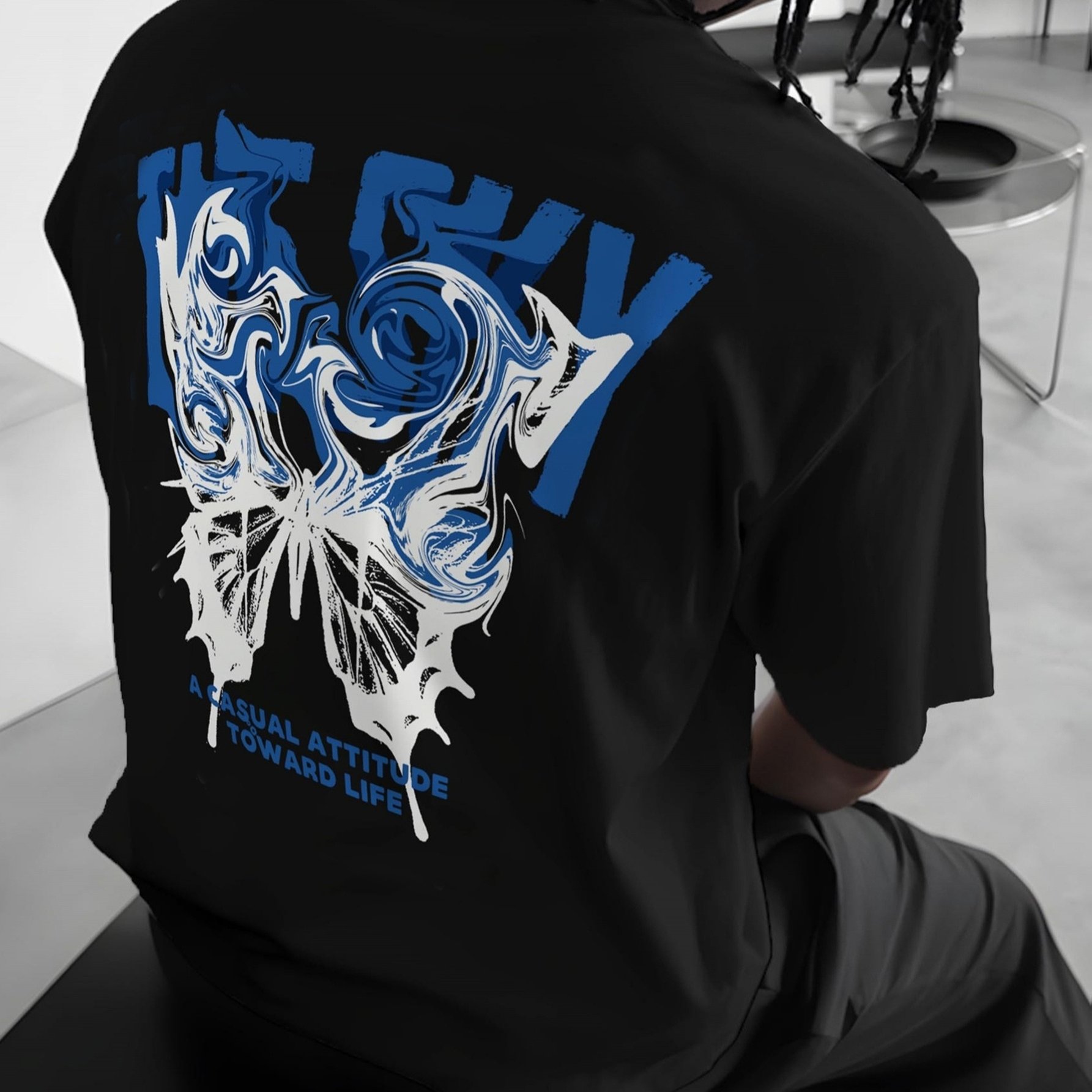 TEMU THE SKY", T-shirt décontracté à manches courtes et imprimé tendance style streetwear pour jeunes hommes, T-shirt à col ras du cou pour homme,