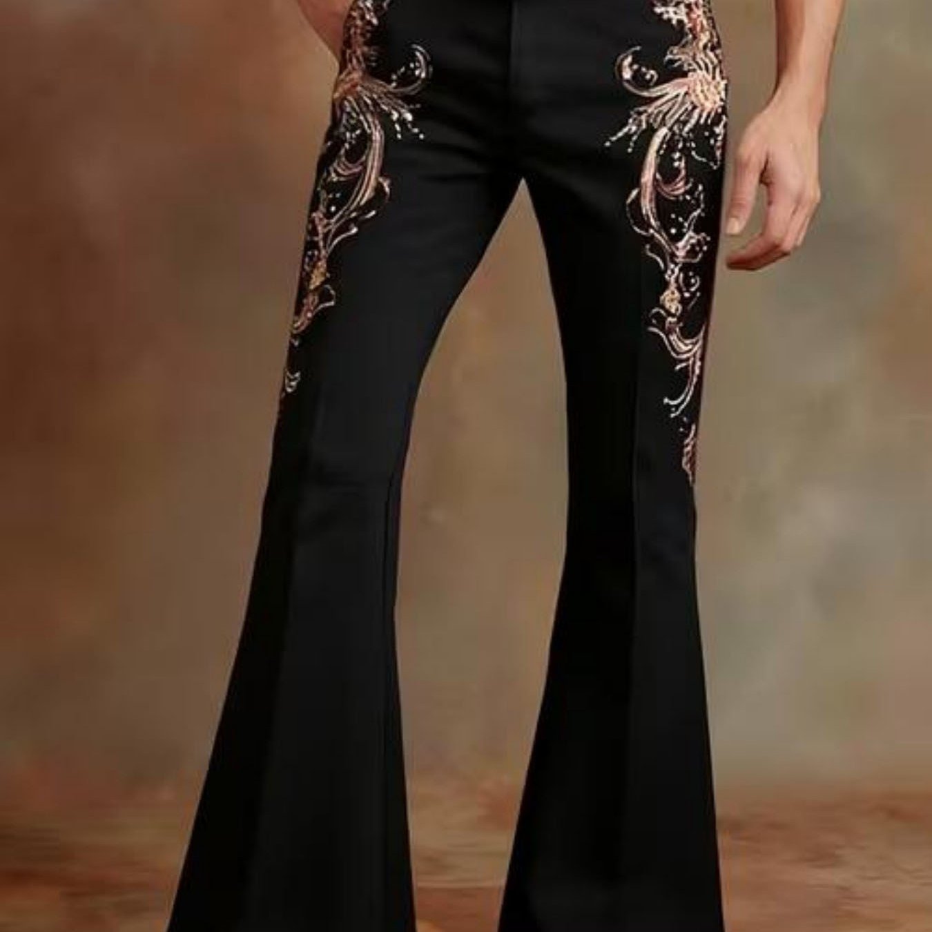 Image of 2026 Men's Flared Casual Trousers (no Belt) Casual Fashion Long Pants, Retro Casual With 2 Pockets, Outdoor Casual , Ideal Gift, Autumn Men's Wear, Halloween, Christmas