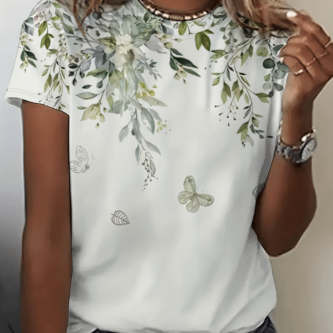 E-shop Grafikdruck T-Shirt, Kurzarm Rundhals Freizeitoberteil für Sommer & Frühling, Damenbekleidung