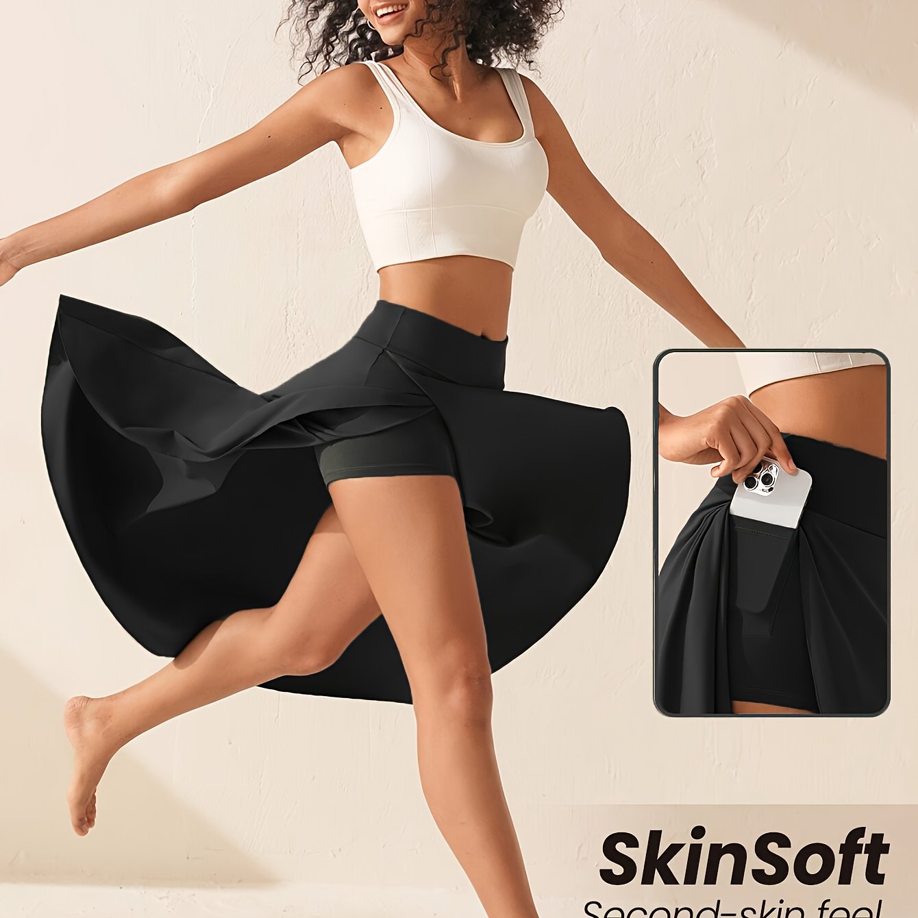 Casual Women's Skort With Pockets, Women' Color High-waist Slit Skirt