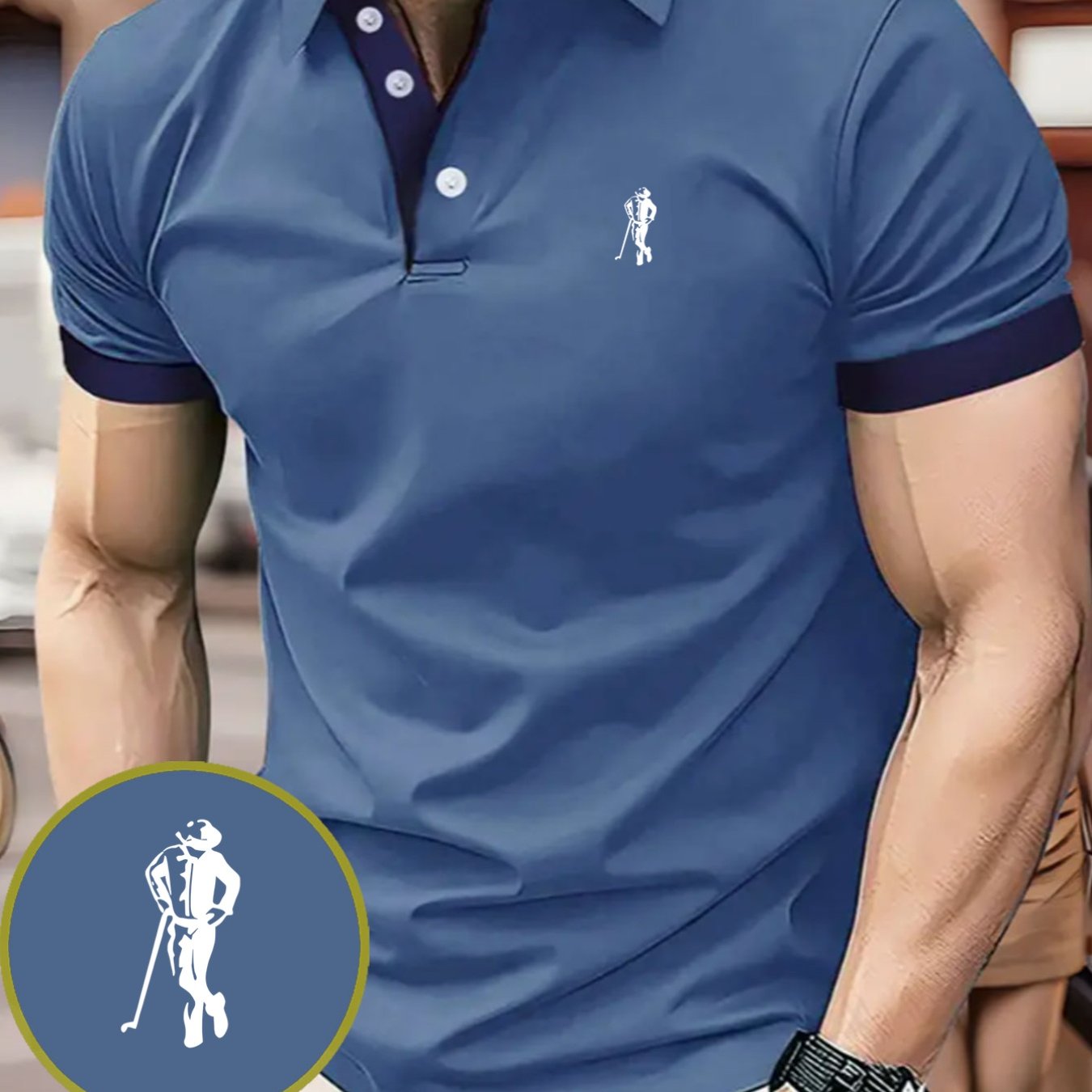 TEMU Men's Collared T-shirt, Casual Sport Shirt For Work And Weekend Wear, Versatile Golf Top With Shirt Style, Multiple Colors