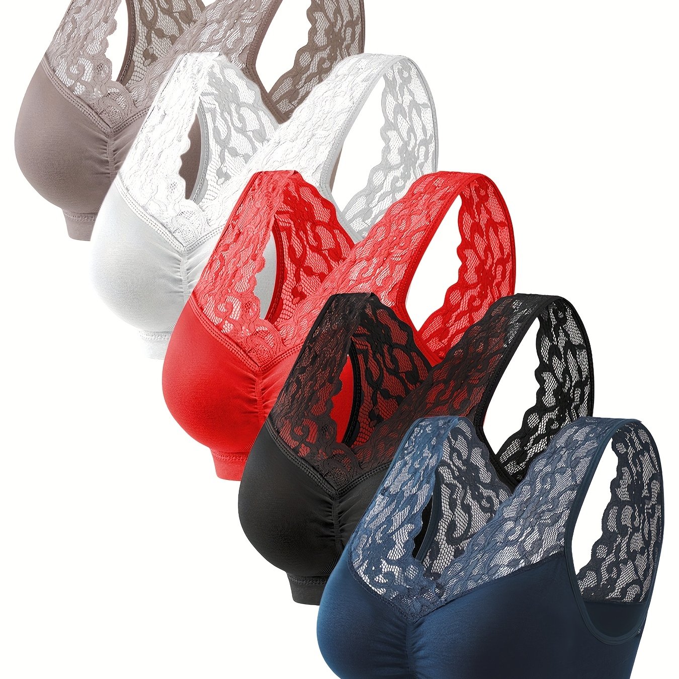 5pcs, Bra, Wire-free, Breast Reduction, Gathering, High Elasticity