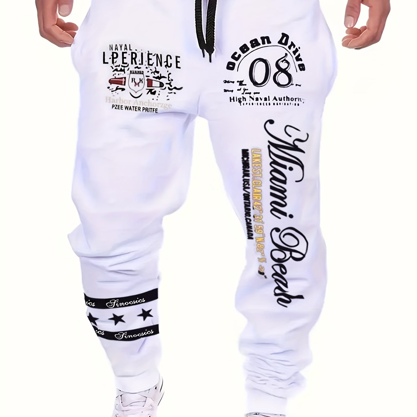 2024 New Casual Pants For Men With Drawstring Elastic Waist, Letter And , Loose Fit Sweatpants