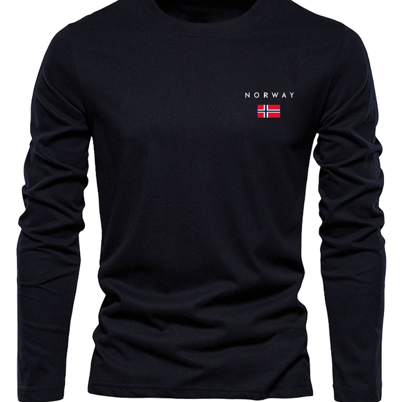 Image of Men's 100% Cotton T-shirt, Printed Casual Long Sleeve For Spring/autumn, Breathable And Comfortable Fabric For And Daily Wear