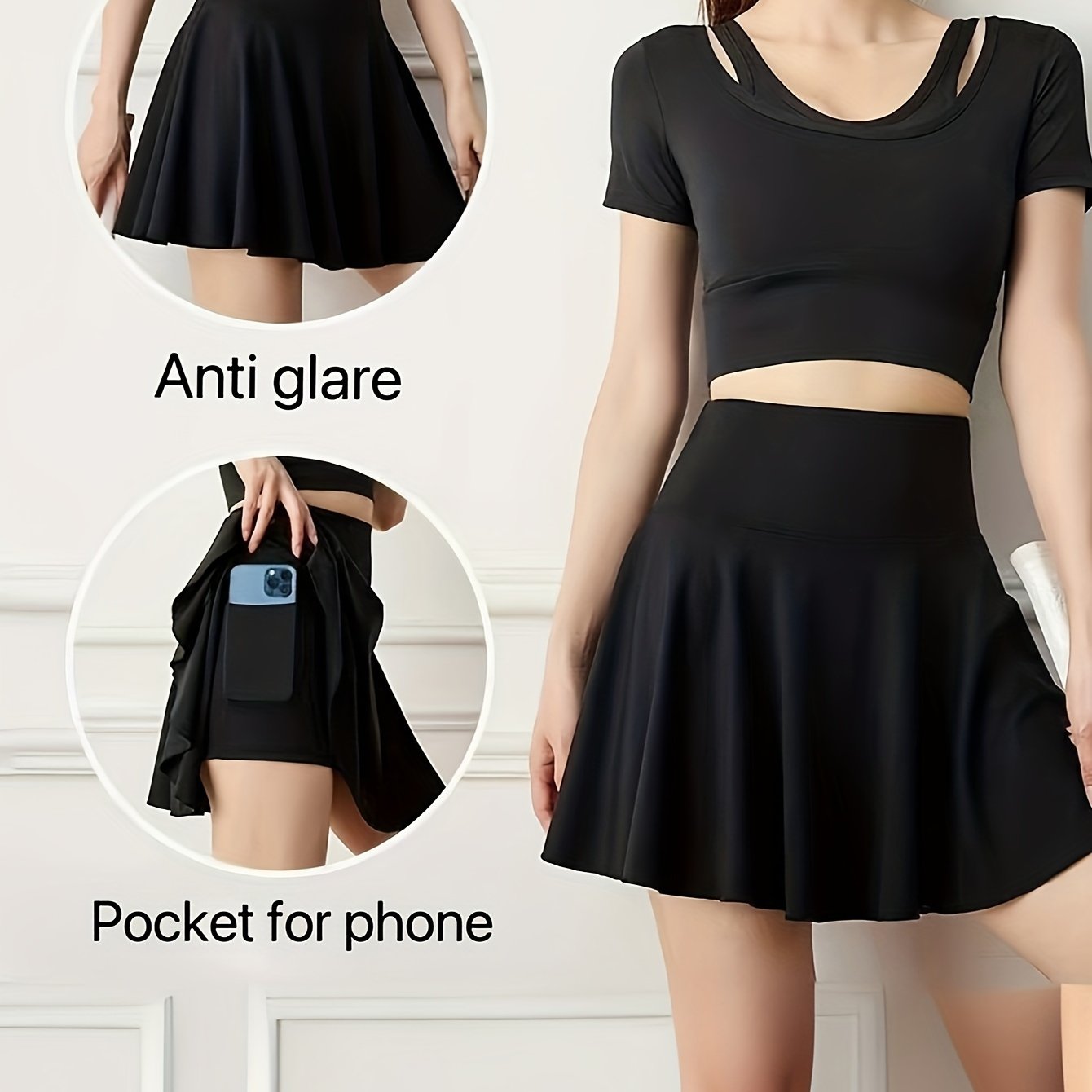 Image of 2-in-1 Look Women's Quick-dry Breathable Fitness Skirt Yoga Ball Skirt Running Short Skirt Summer Anti-see-through