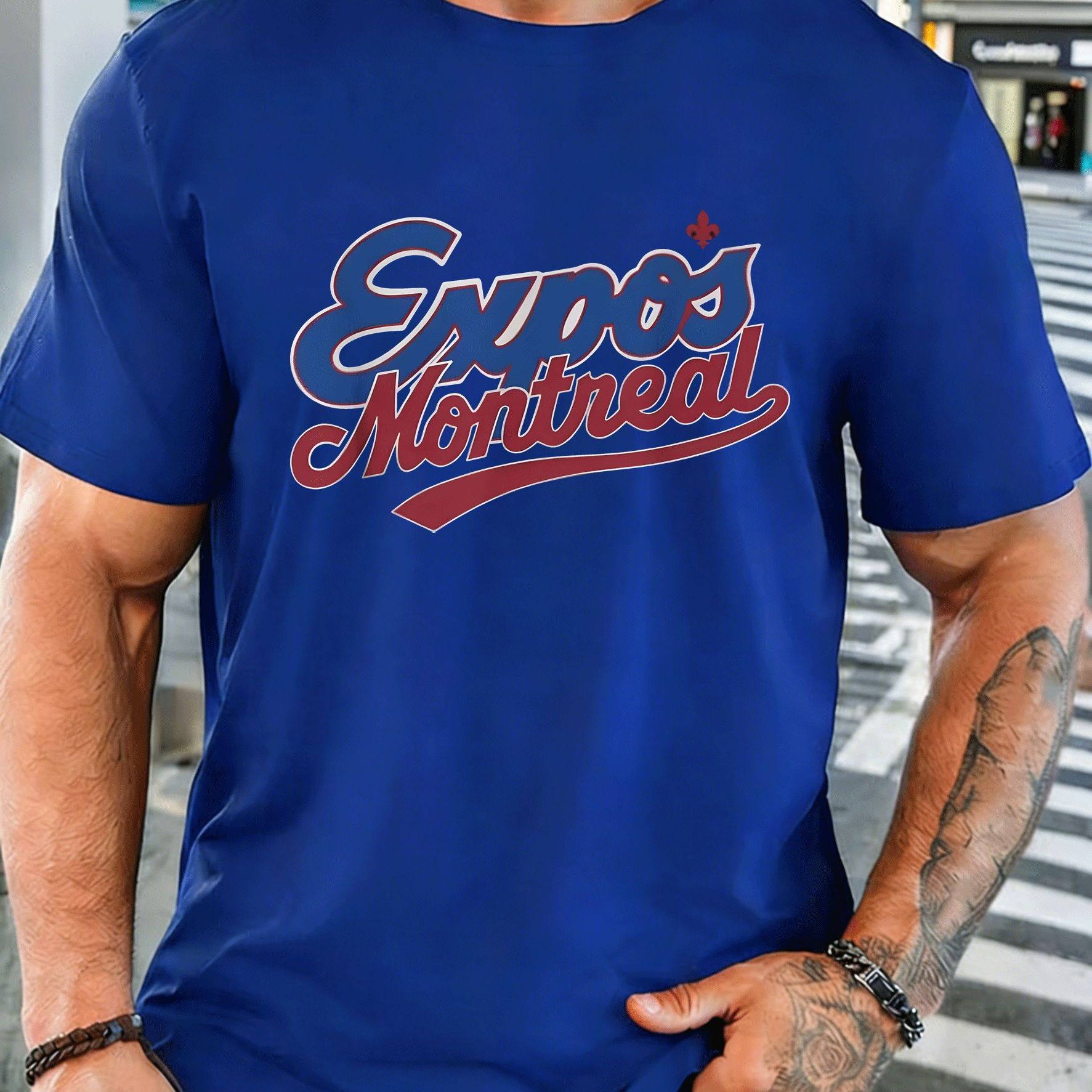 TEMU T-shirt décontracté tendance pour homme avec logo Montréal imprimé, vêtement pour homme adulte, style décontracté