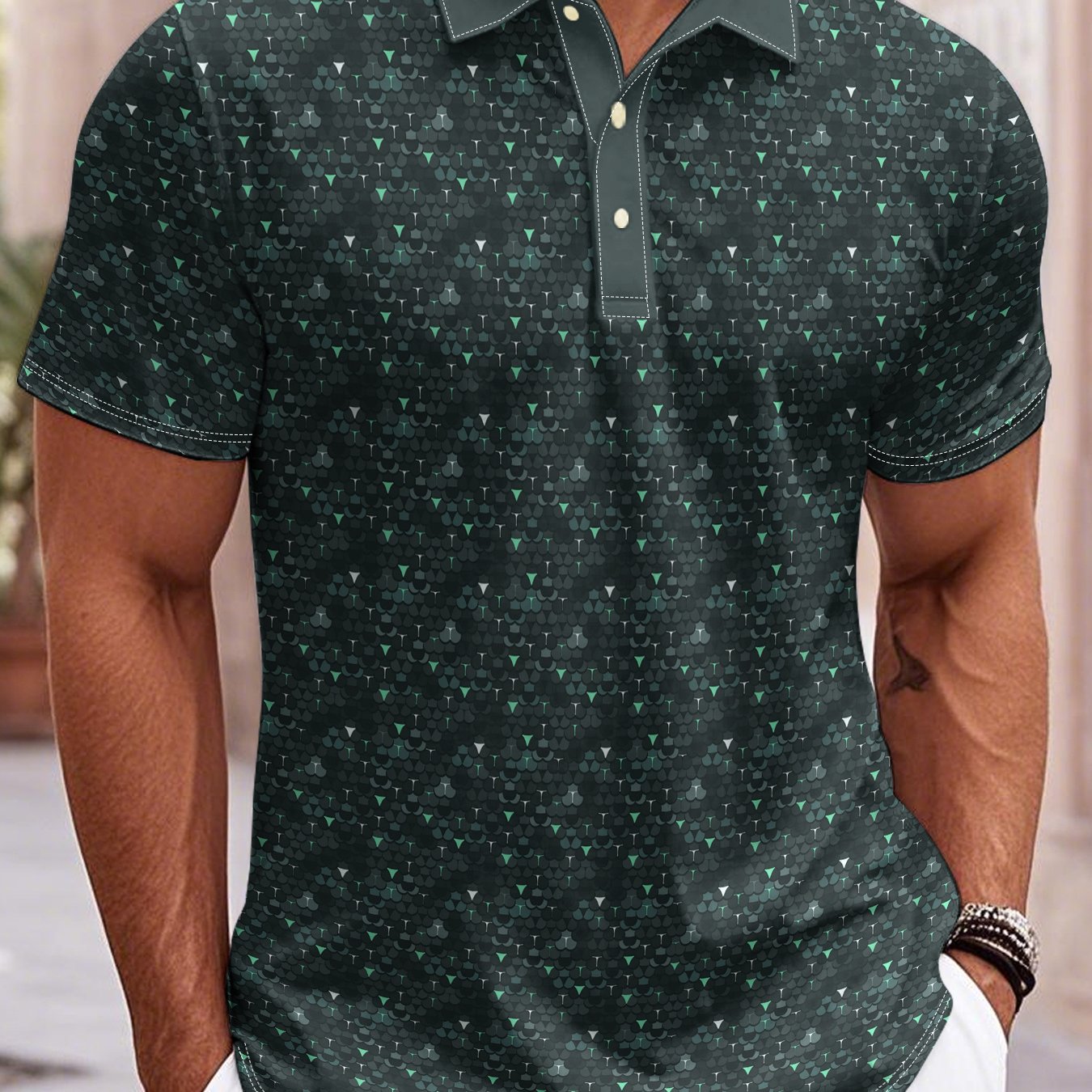 TEMU Printed Design Not Textured "men's Short Sleeved Shirt With Casual Print Design, Soft T-shirt Style Top, Suitable For Daily Wear And Outdoor