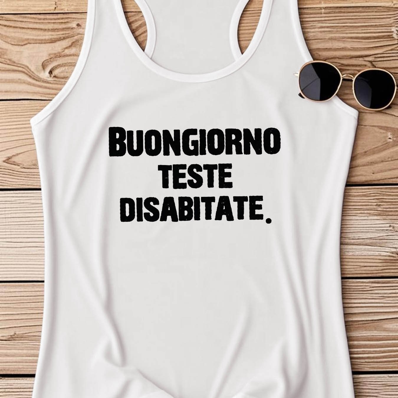 TEMU Canotta con Stampa " DISABITATE", Top Casual Senza Maniche per Estate & , Abbigliamento Donna