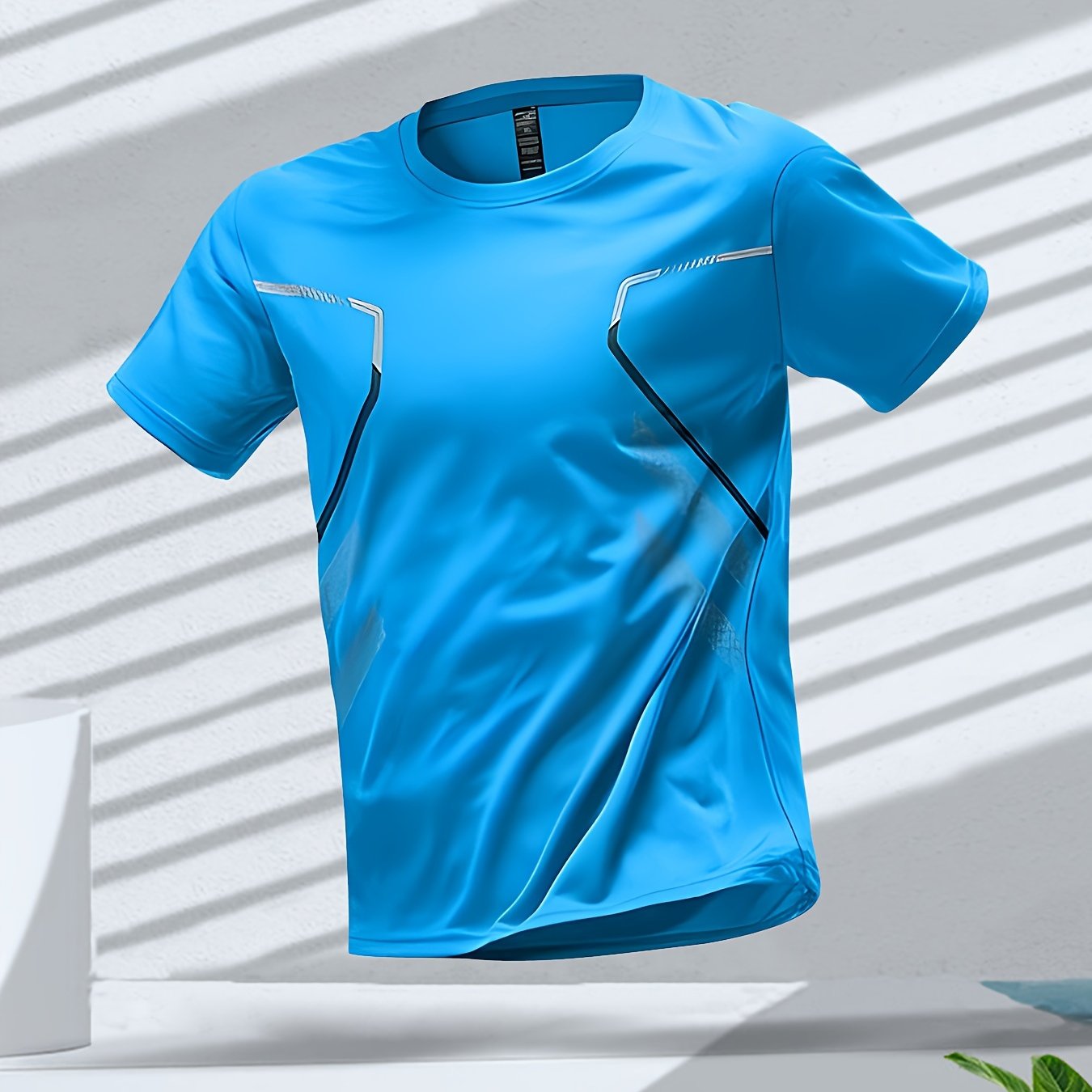 Image of Men's Quick- T-shirt - Breathable, Moisture-wicking Short-sleeve Top With Loose Fit And Gradient Design, Ideal For Gym, Casual Running, And Basketball Training | Lightweight Polyester, Crew Neck