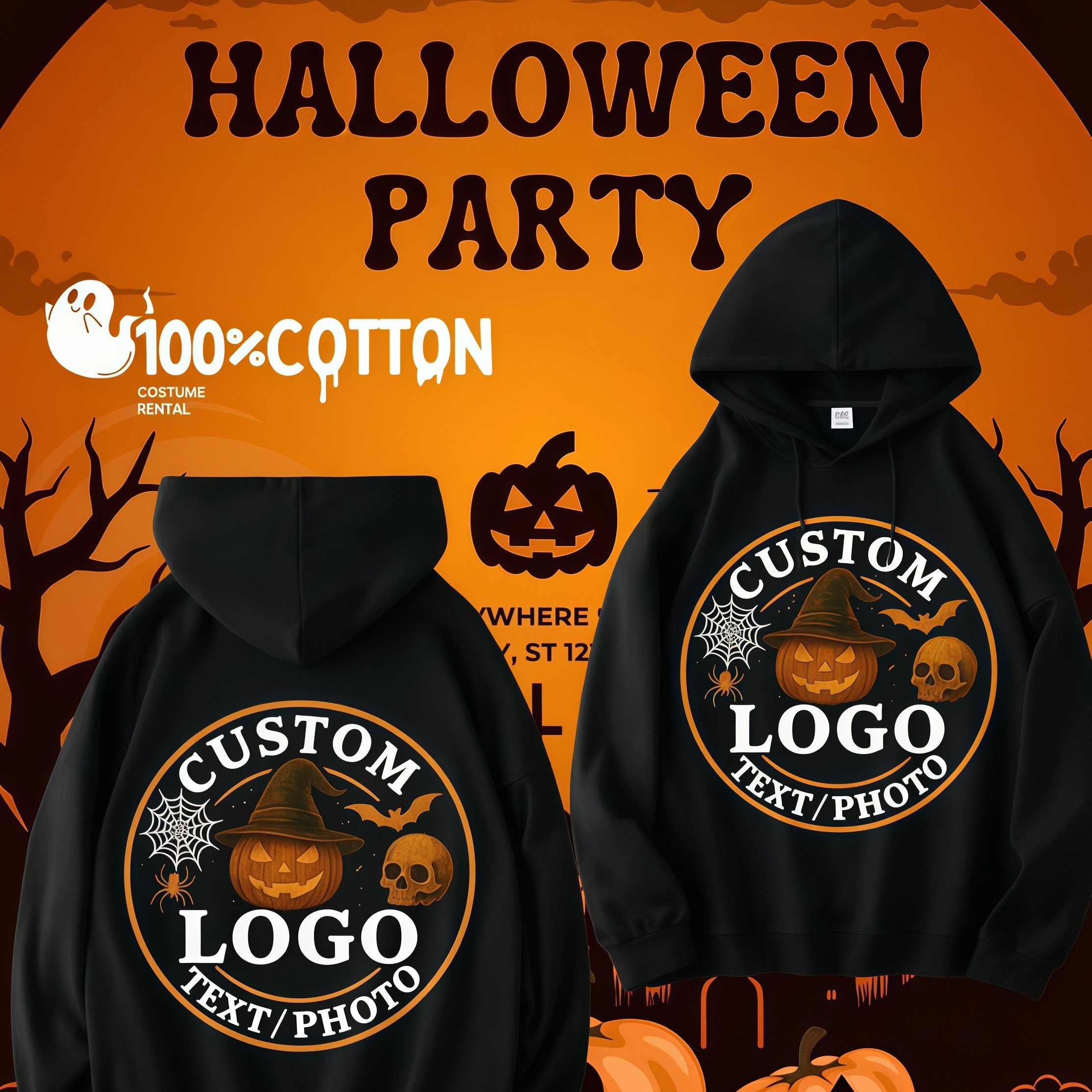 Image of Custom Hoodie - Customizable: Print Any Logo, Image, | High-quality And Durable, Reinforced Cuffs, Adjustable Drawstring | Stylish Hoodie Suitable For