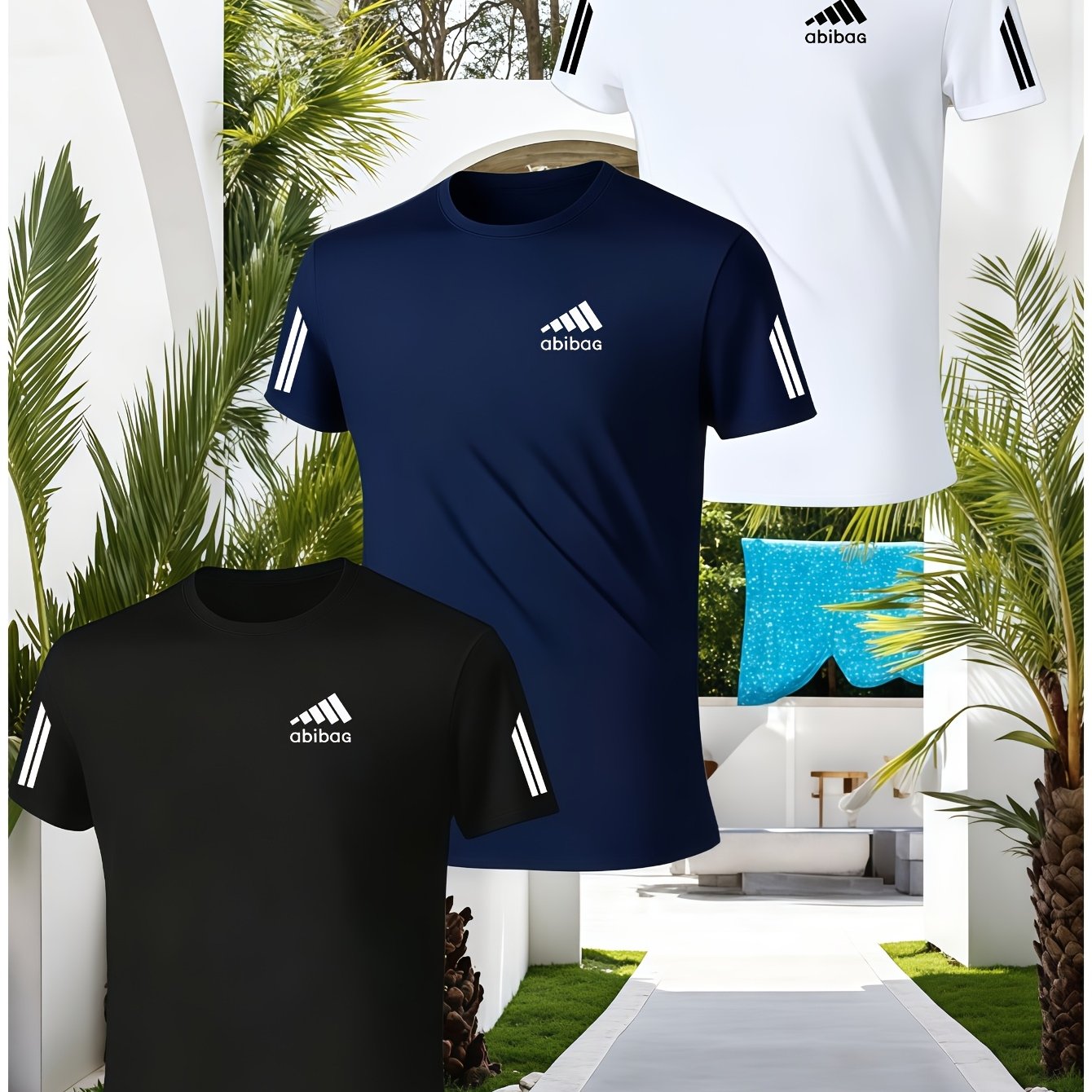 TEMU 3pcss Men's Short Sleeves, Men's Short Sleeve 3pcs Set. 2026 's Classic Fashion Versatile Short Sleeve T-shirts, Trendy Popular Sleeve Striped