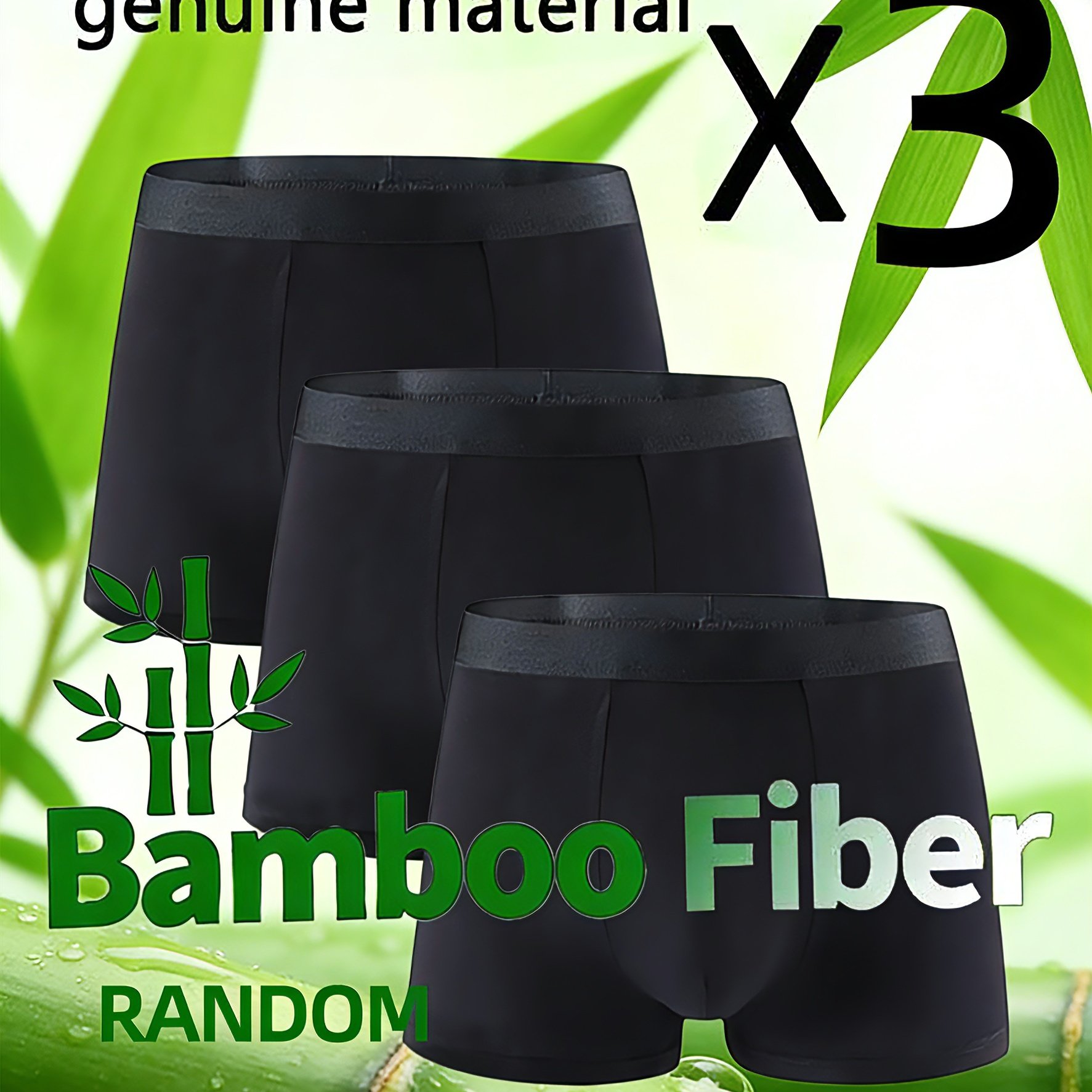 E-shop Zufällige 3-teilige Herrenunterwäsche, echte 95 % Bambusfaser-Herren-Boxershorts, aus weichem, bequemem, feuchtigkeitsableitendem atmungsaktivem