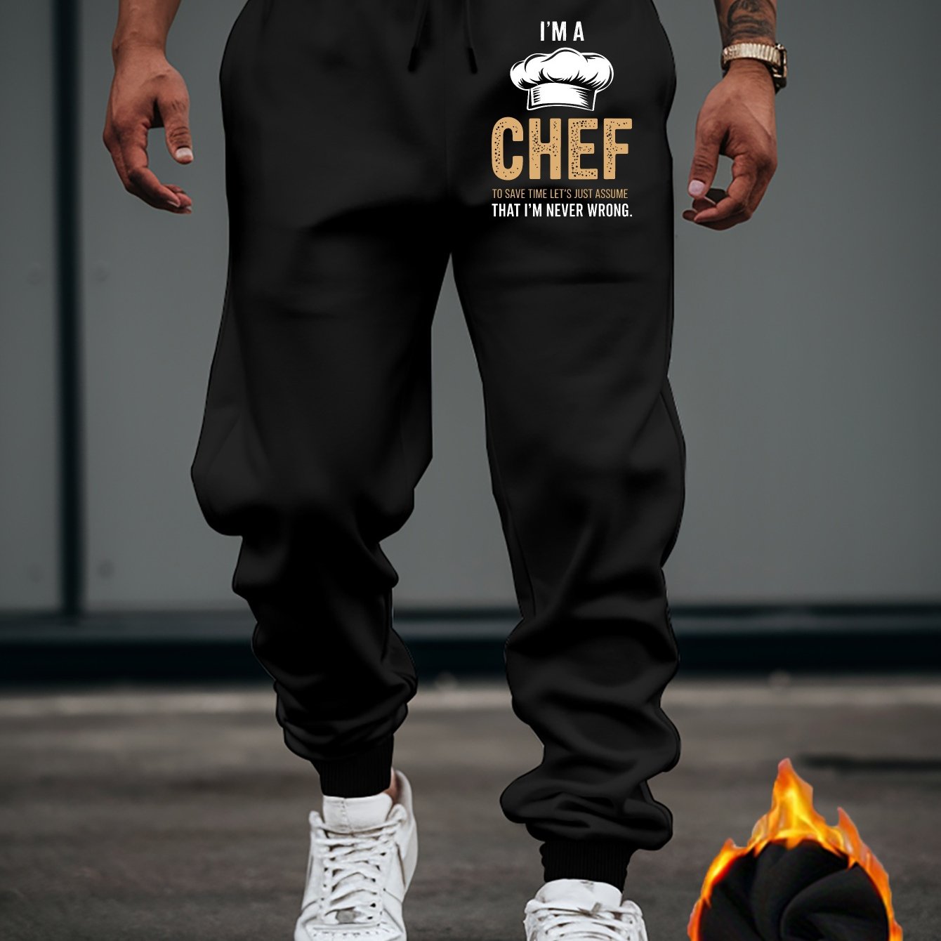 TEMU Men's Chef Graphic Sweatpants - Funny "i'm A Chef" Pants With Drawstring Waist, Culinary Apparel For Chefs, Cooking School & Casual Outfits -