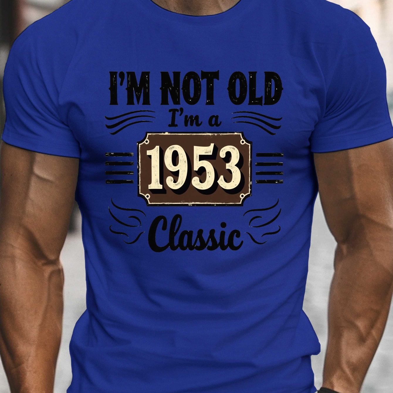 TEMU Classic 1953 Vintage Birthday Print, Men's Round Crew Neck Short Sleeve Tee, Casual T-shirtcasual Comfy Lightweight Top For Summer