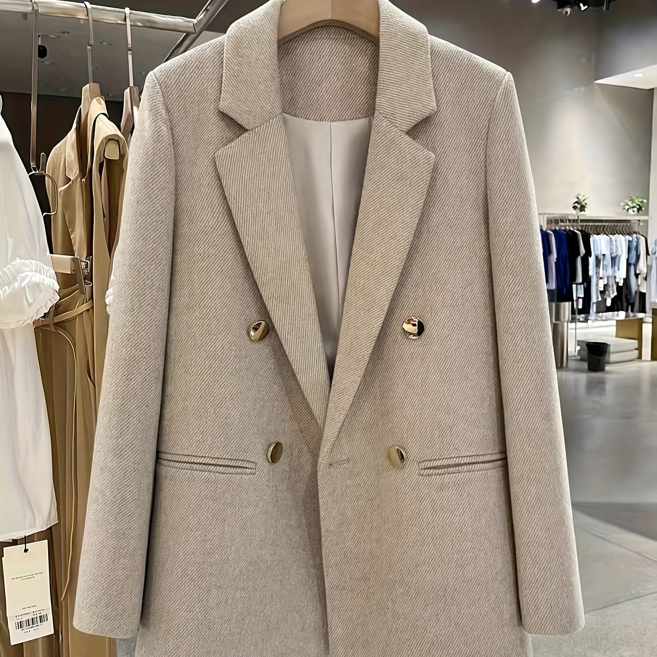 TEMU Nuovo completo da donna /inverno, giacca stile britannico con bottoni in metallo, lunga vestibilit� abbigliamento da lavoro casual per pendolari