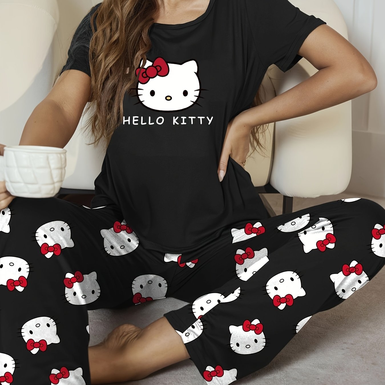 Women's Pajamas, Casual Sweet Cartoon Loungewear Set