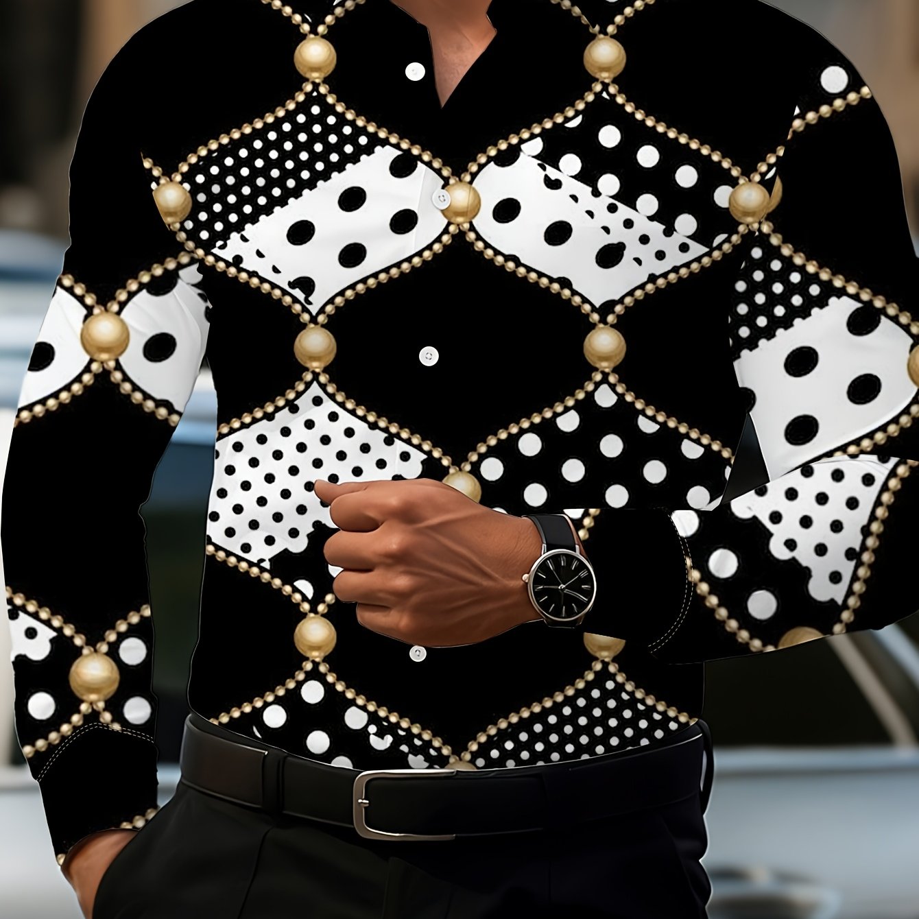 TEMU Men's Casual Fashion Printed Long Sleeve Shirt With Button Design, Essential For Casual Attire, Suitable For Dating And , New Arrival Shirt For