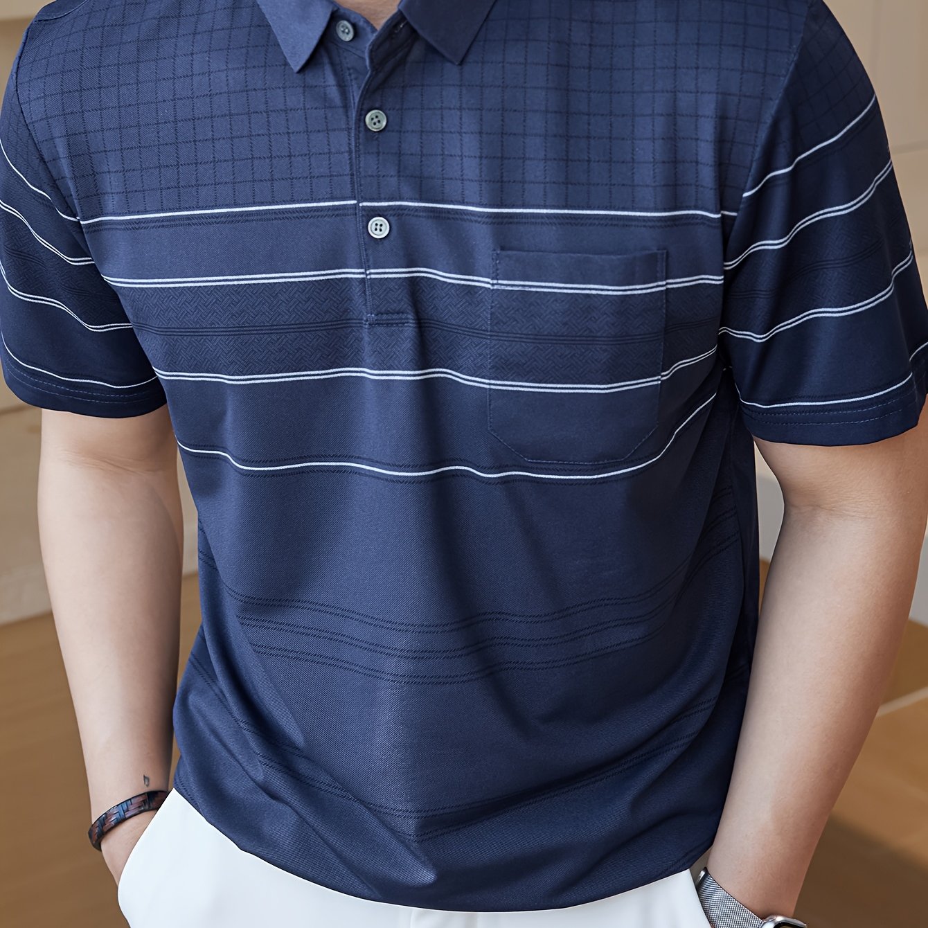 TEMU T-shirt d'été décontracté pour homme à manches courtes avec poches et col