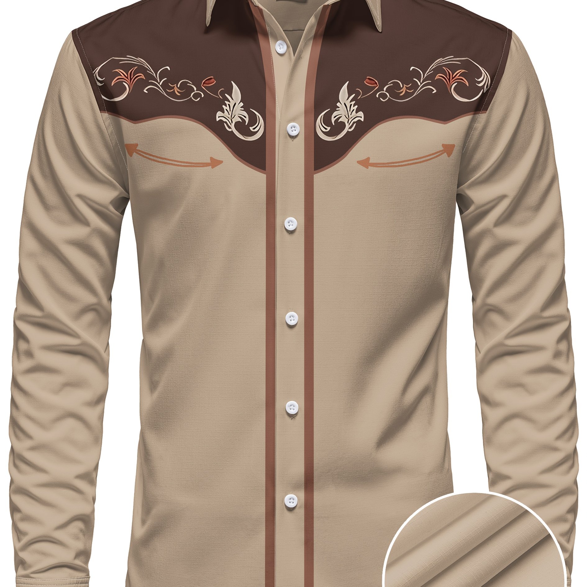 TEMU Men's Long Sleeve Shirt, Western Cowboy Shirt, Fashion Casual Shirt