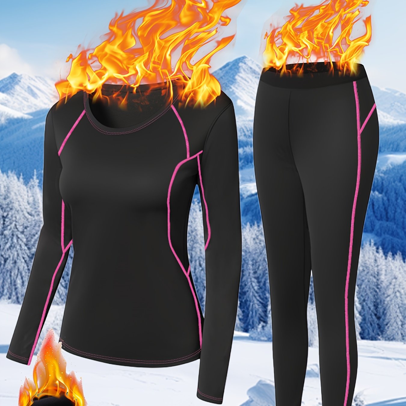 Women's Warm Base Layer Set, Suitable For Cold Weather
