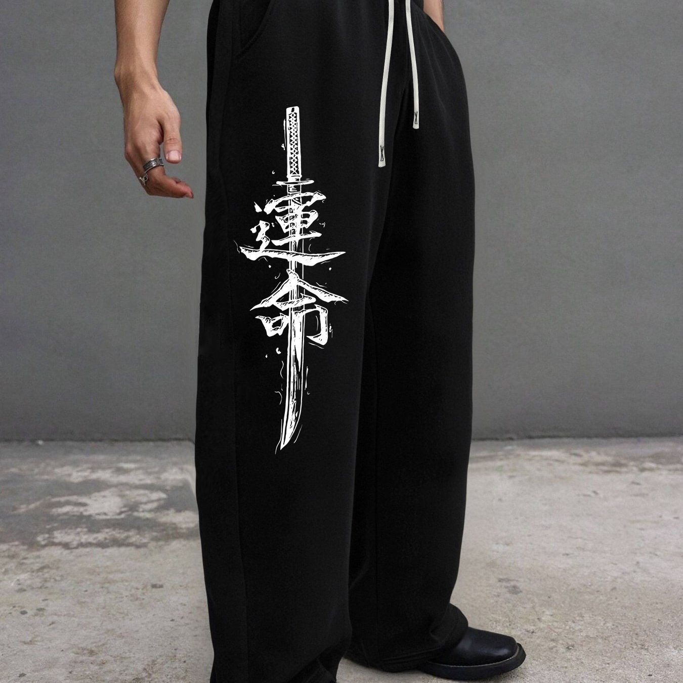 TEMU Fate's Edge Print Design Men's -garde Casual Loose Long Pants, Loose Fit, Streetwear Style, Daily Wear, All Season
