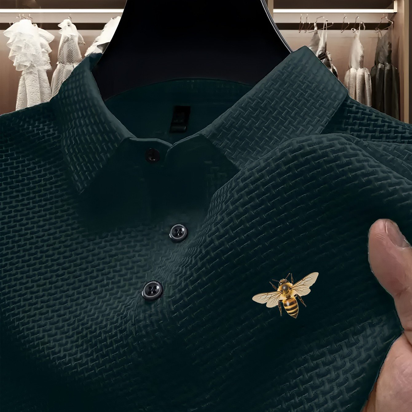 TEMU Popular Men's Tops Featuring A Bee Pattern Print, Summer Short-sleeve Shirt, Stylish And Casual Collared Shirt Suitable For Occasions Like