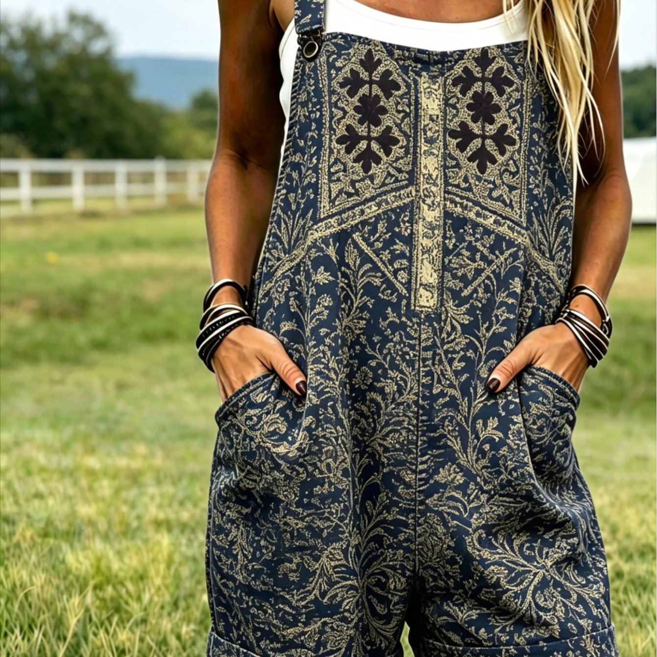 Image of Ladies Standard Size Jumpsuit, Size S-2xl-- Printed Short Overalls, A Summer Travel Must-haveloose Body Types
