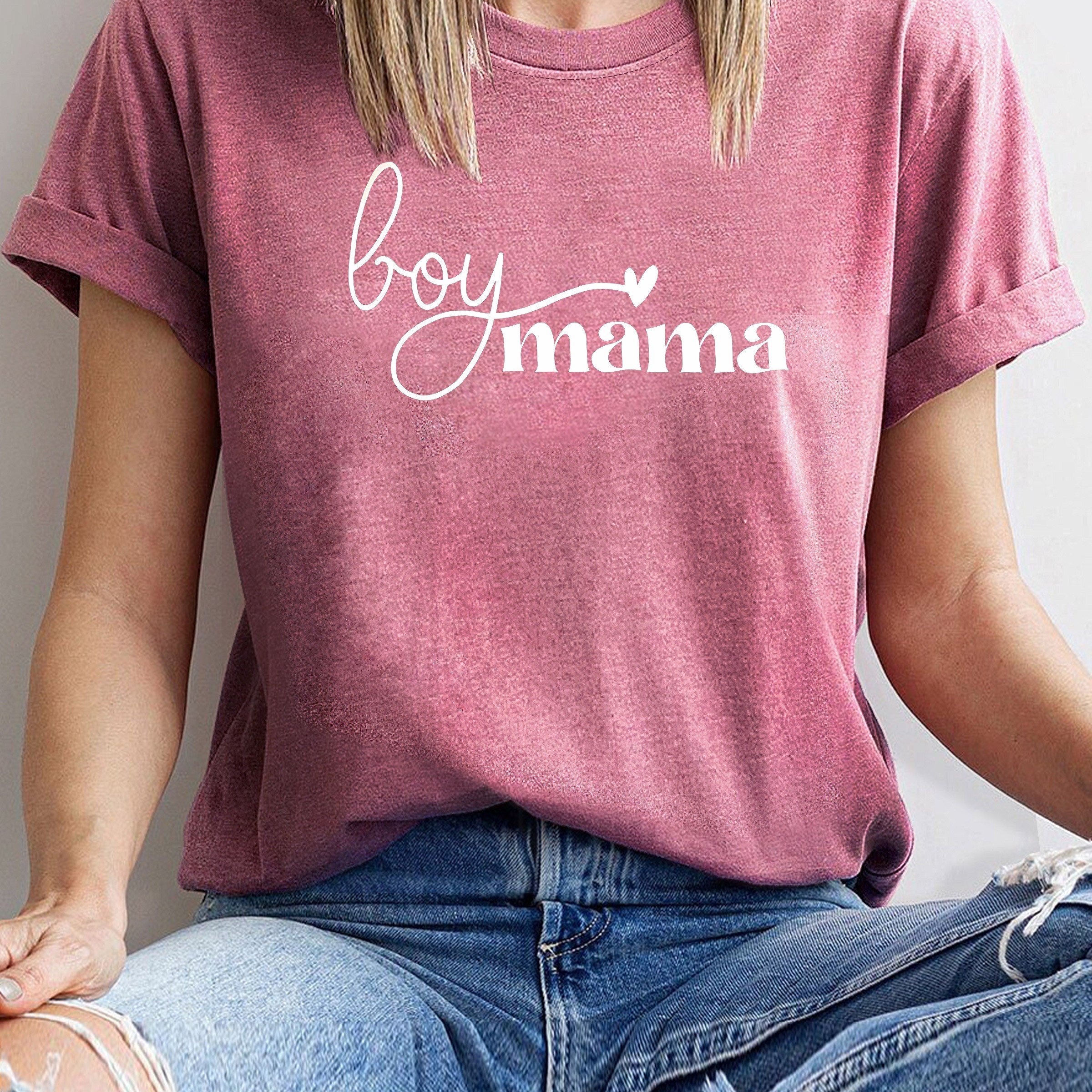 E-shop 1 Stück Damen T-Shirt mit Rundhalsausschnitt und ""-Print, Polyesterstrickstoff mit leichtem Stretch, Regulärer Länge, Buchstabenschrift,