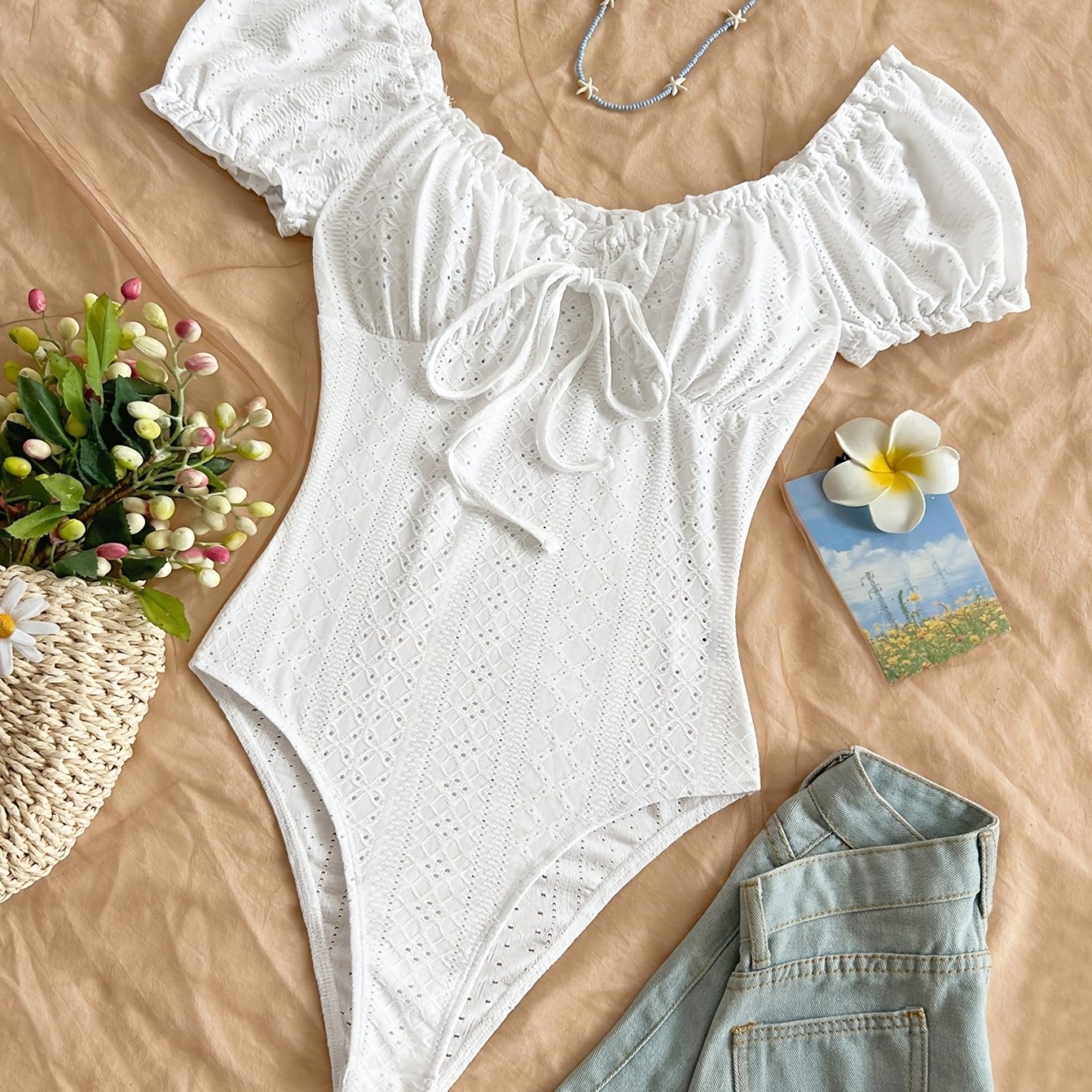 TEMU A Fashionable, Elegant And Versatile Tight-fitting White Pleated Solid Color For Ladies