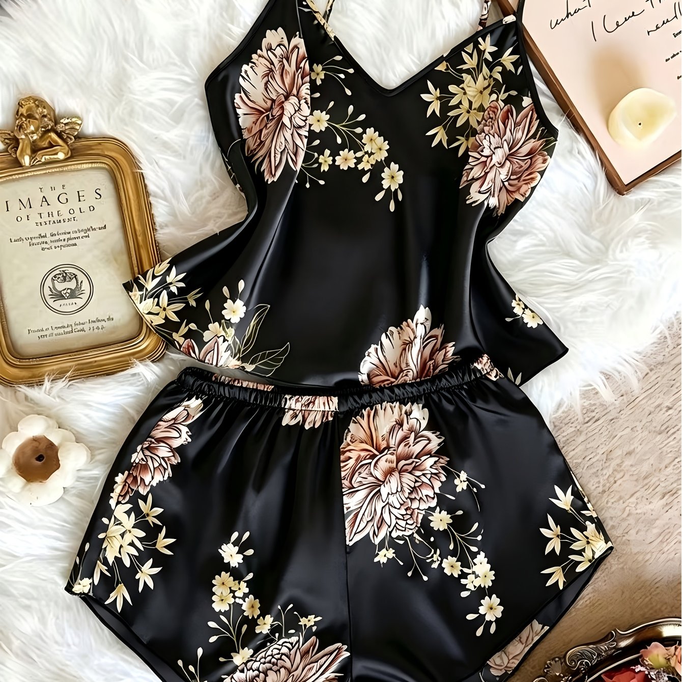 TEMU 2pcs Summer New Comfortable Women's Camisole Pajamas Thin Vest And Shorts
