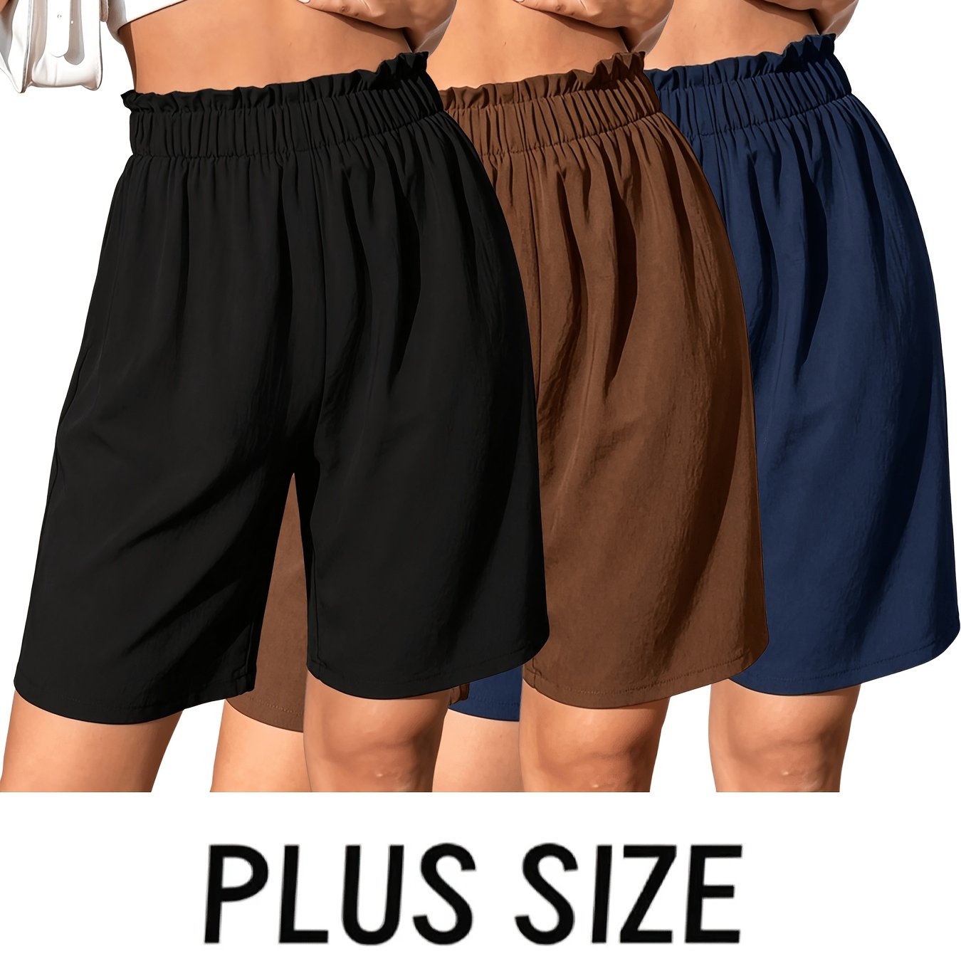 TEMU Vêtements pour femme grande taille, ensemble 3 pièces, plusieurs tailles disponibles, short athlétique à 5 points et jambe large, pantalon