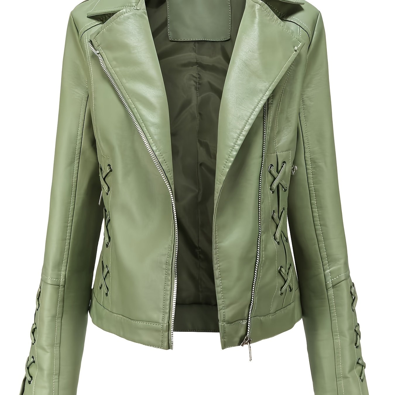 TEMU New Women's Leather Short Jacket Thin Spring Autumn Women's Pu Coat Autumn Zipper Jacket Open Front Blouse Jacket Coat Cardigan