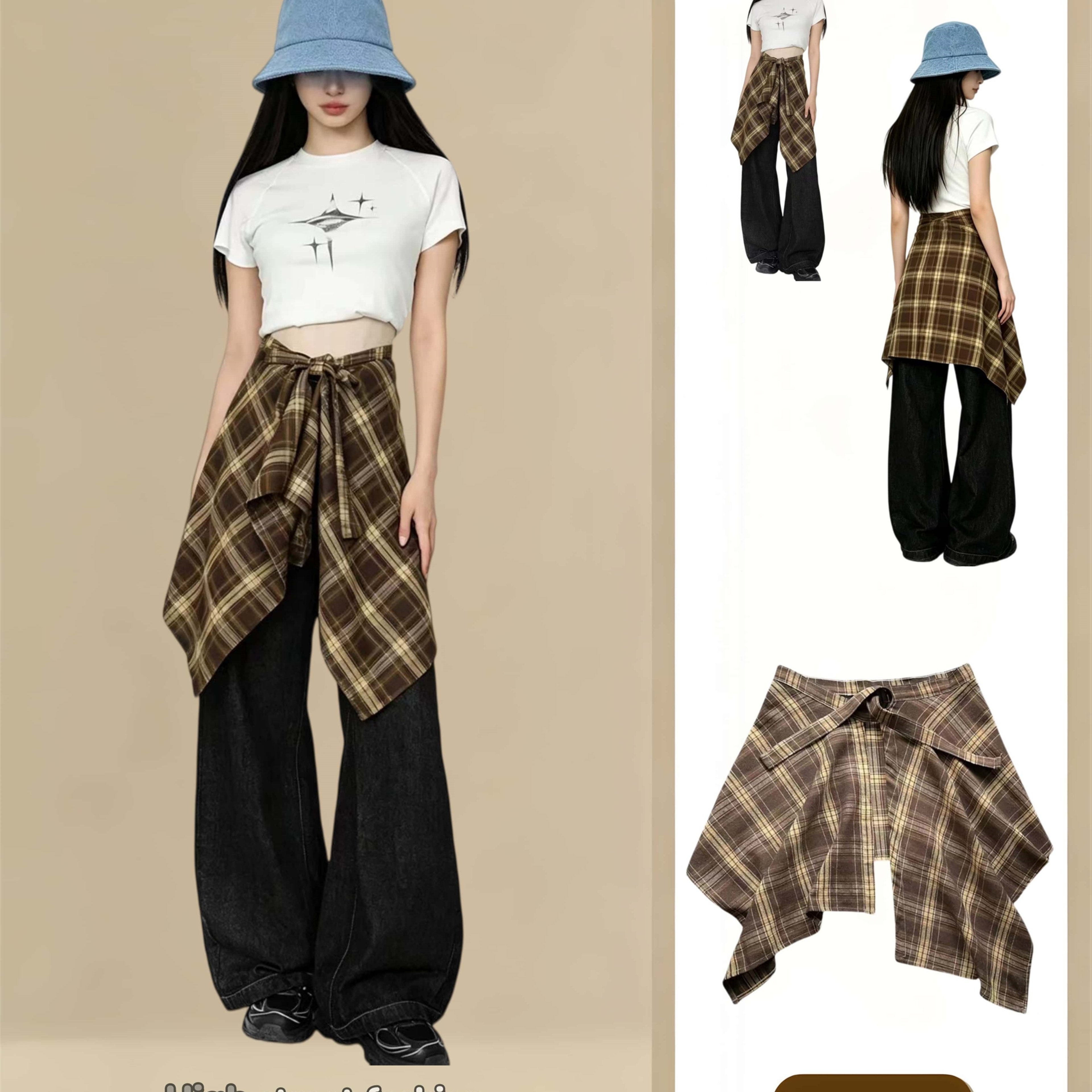 TEMU Japanese And Korean Y2k Trendy Vintage Innovative Side-tie Skirt, Elegant Women's Autumn/winter Hip-covering Irregular Flowing Versatile Skirt