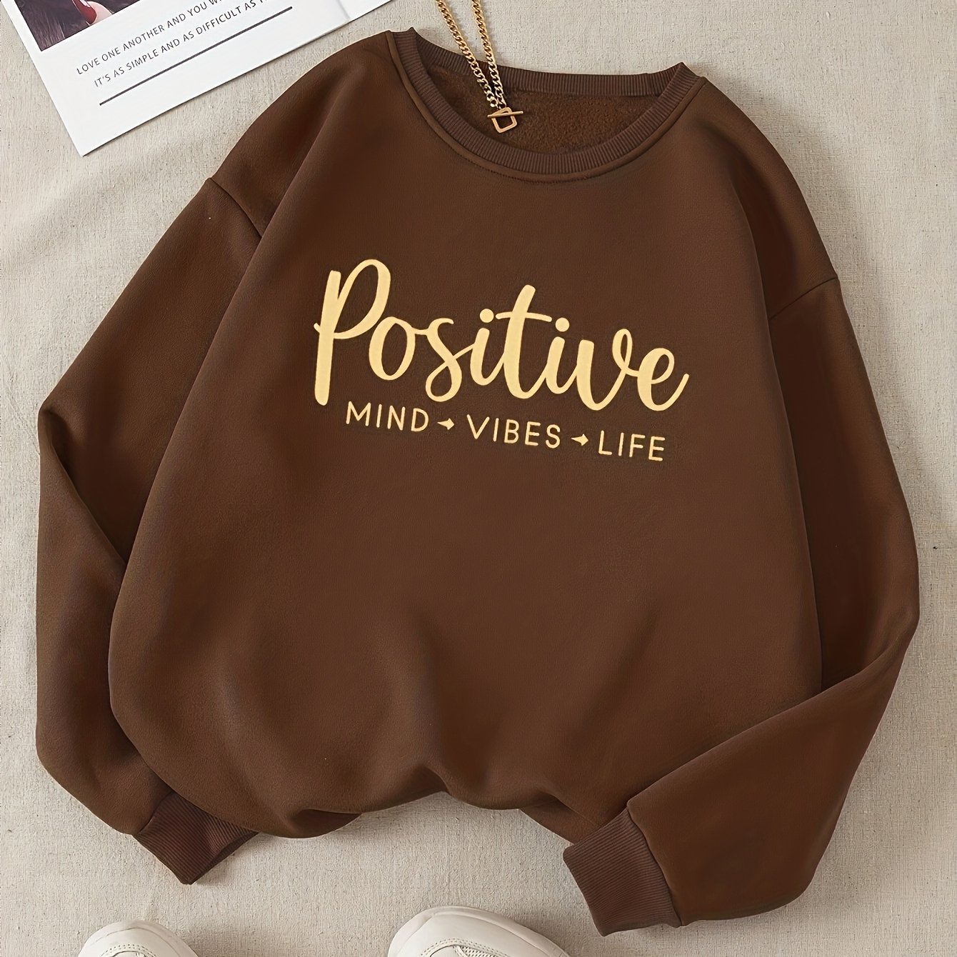TEMU Letter Graphic Drop Shoulder Thermal Sweatshirt