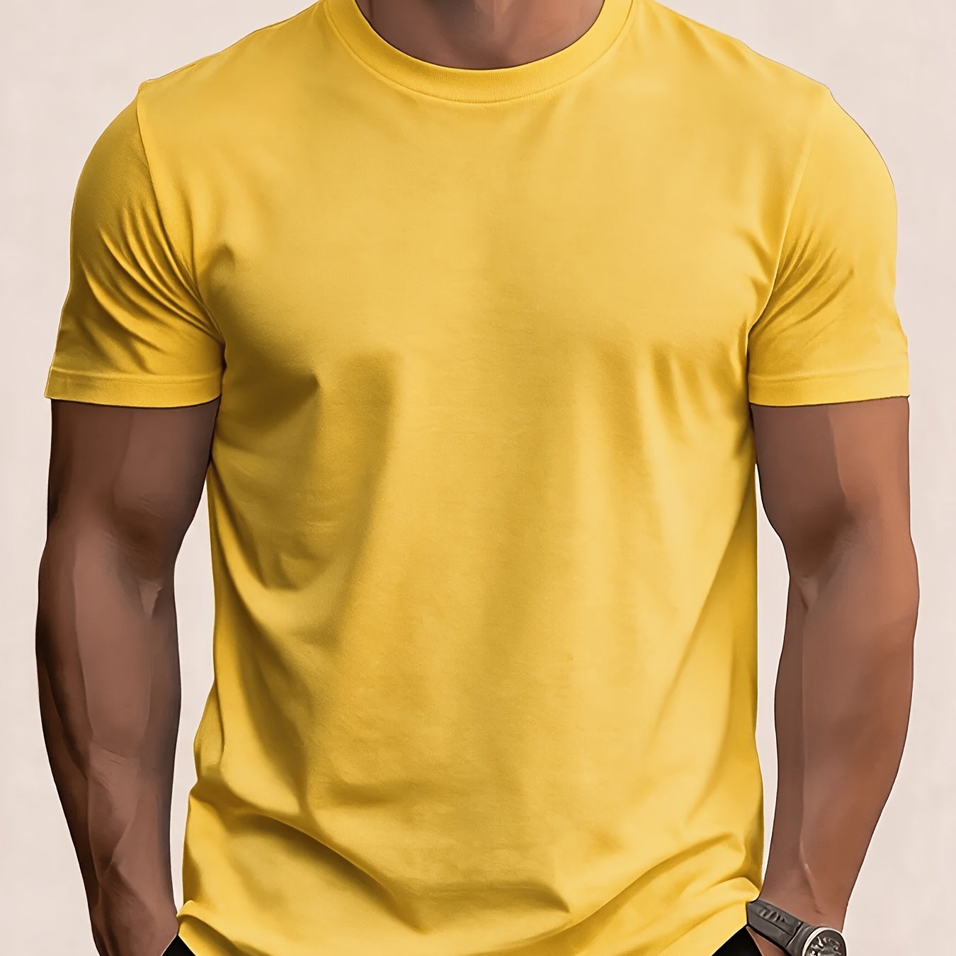 TEMU [printed Design - Not Textured] Men's T-shirt - Soft Fabric, Round Neck Regular Fit Casual And Vacation Wear, Versatile, Breathable And