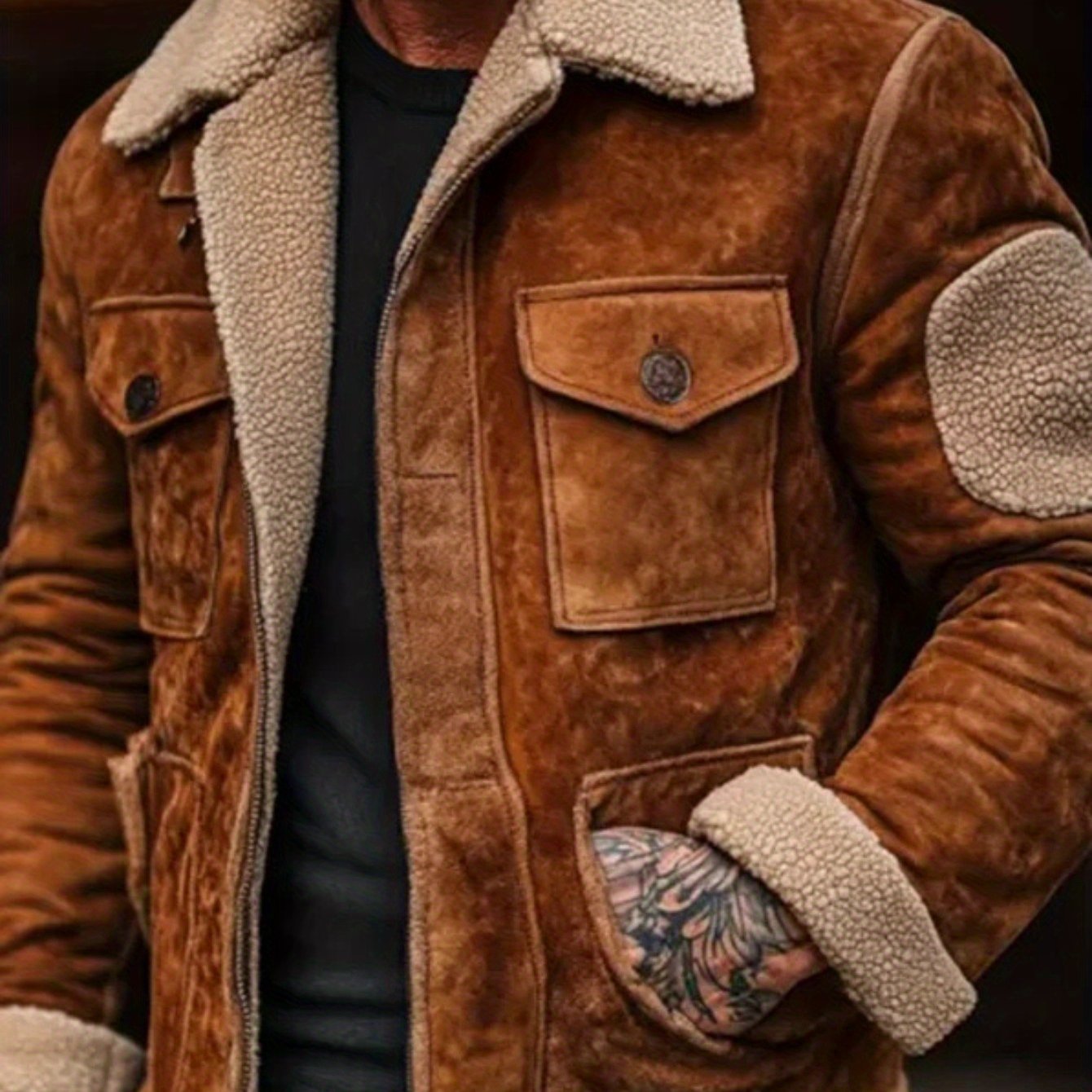 TEMU 2026 Autumn And Winter Men's Jacket Fashion Trend Top Lapel Zipper Jacket Men's Business Leisure