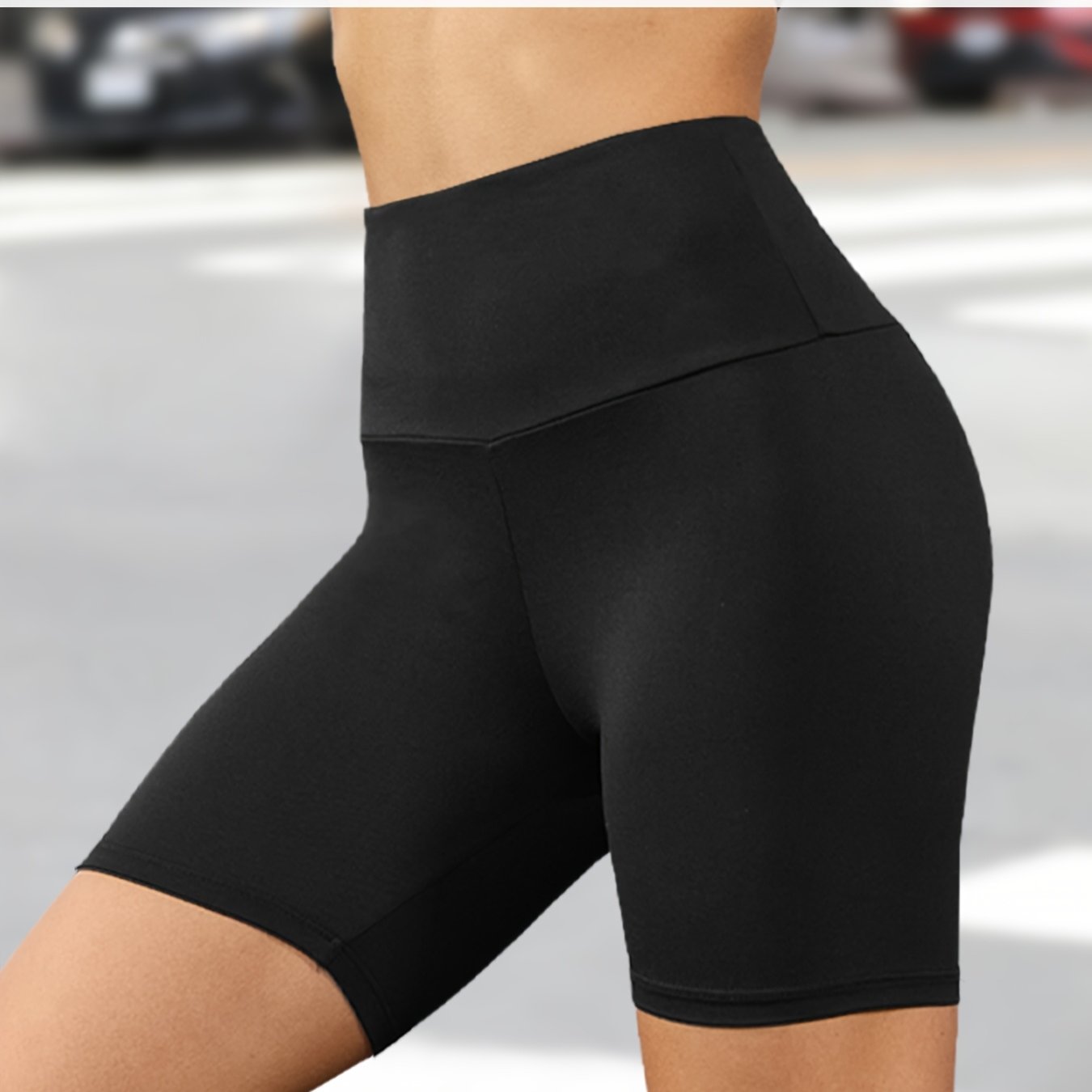Image of 6" High-waisted Biker Shorts For Women. Super Soft No Workout Yoga Running Athletic Shorts