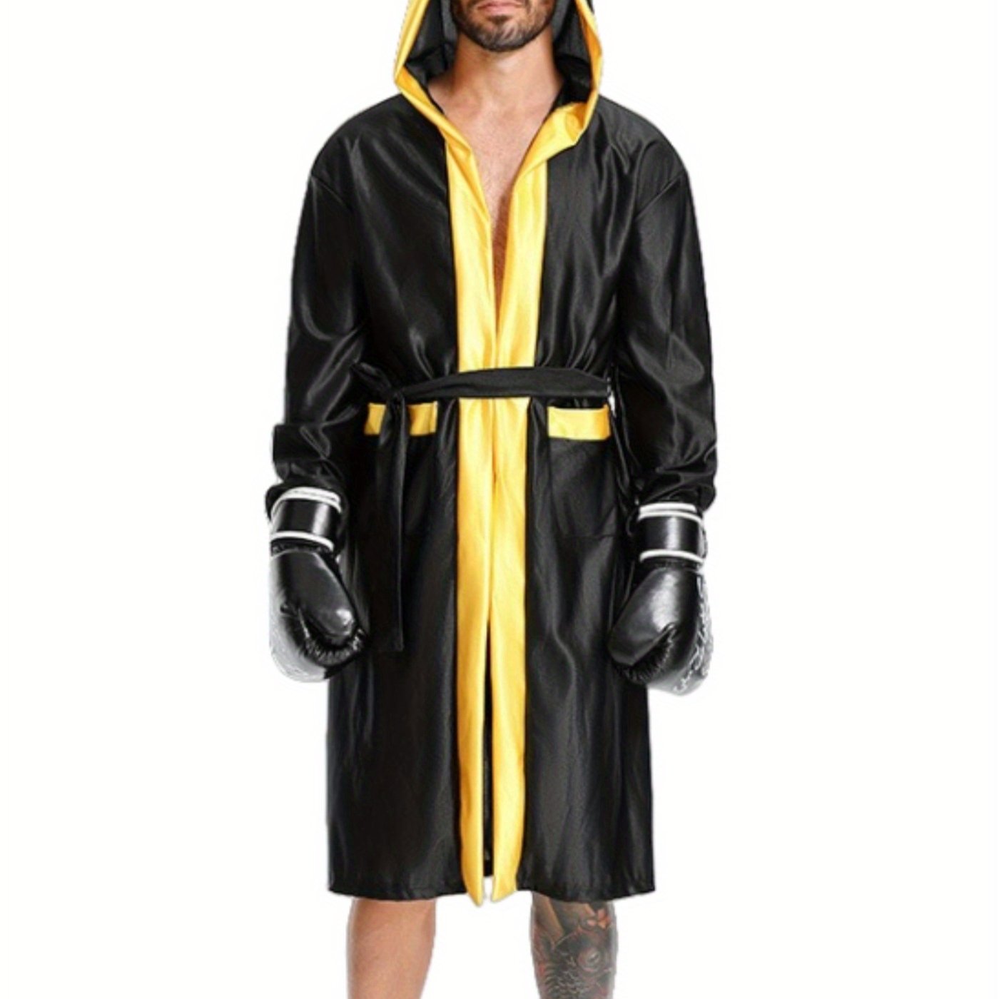 TEMU Halloween Adult Men And Women Couple Cosplay Boxing Game Suit, Robe Sports Set, Boxer Warrior Costume Hooded Cloak, Free Fighting Combat