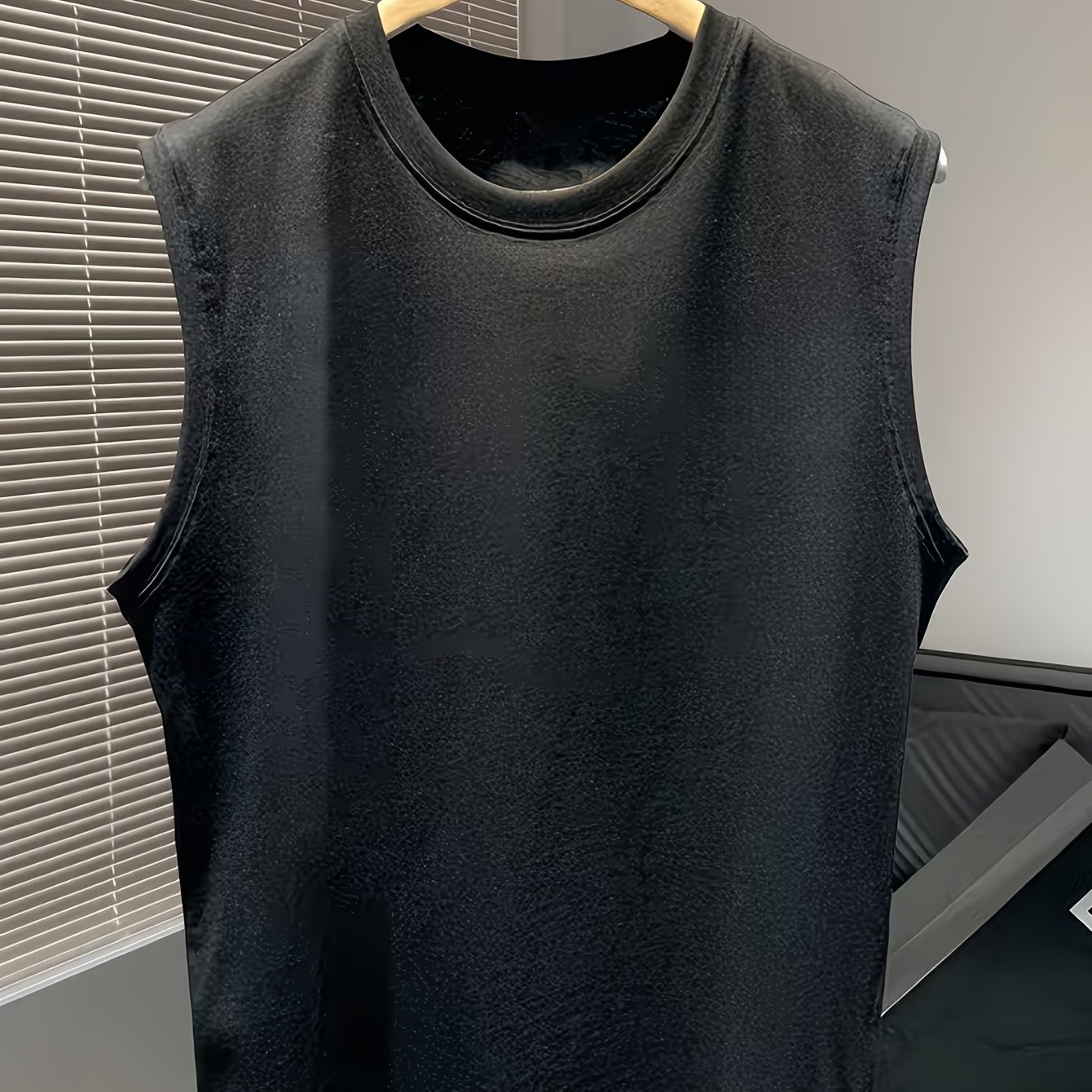 TEMU Relaxed And Comfortable Men's Sleeveless Vest, Printed Top, Lightweight Polyester Fiber, Crew Neck Design, Loose Fit, An For Summer, Vacation,
