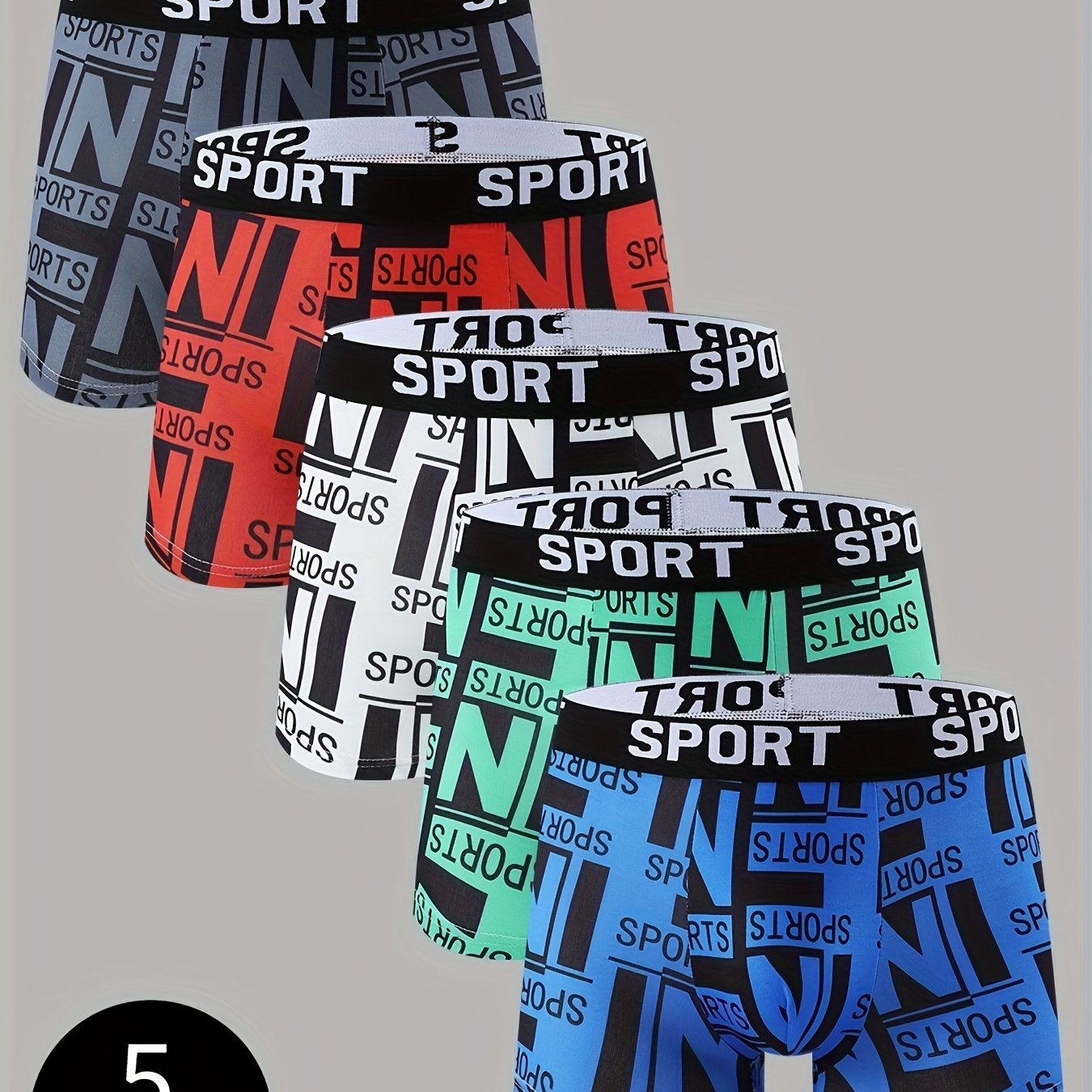 E-shop 5er-Pack flachgeschnittene Unterwäsche - Bunte Prints, elastische Spandex-Mischung - Bequeme Dessous