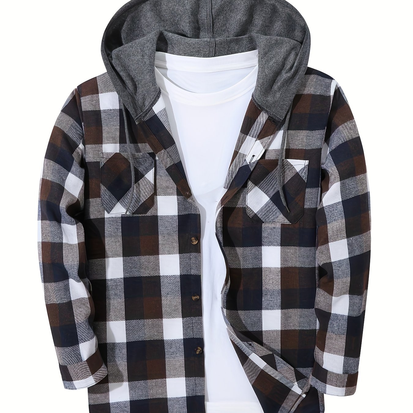 E-shop Herren Hoodie Mode Hoodie Flanell Shirt Preis Langarm Lässiger Button Hoodie