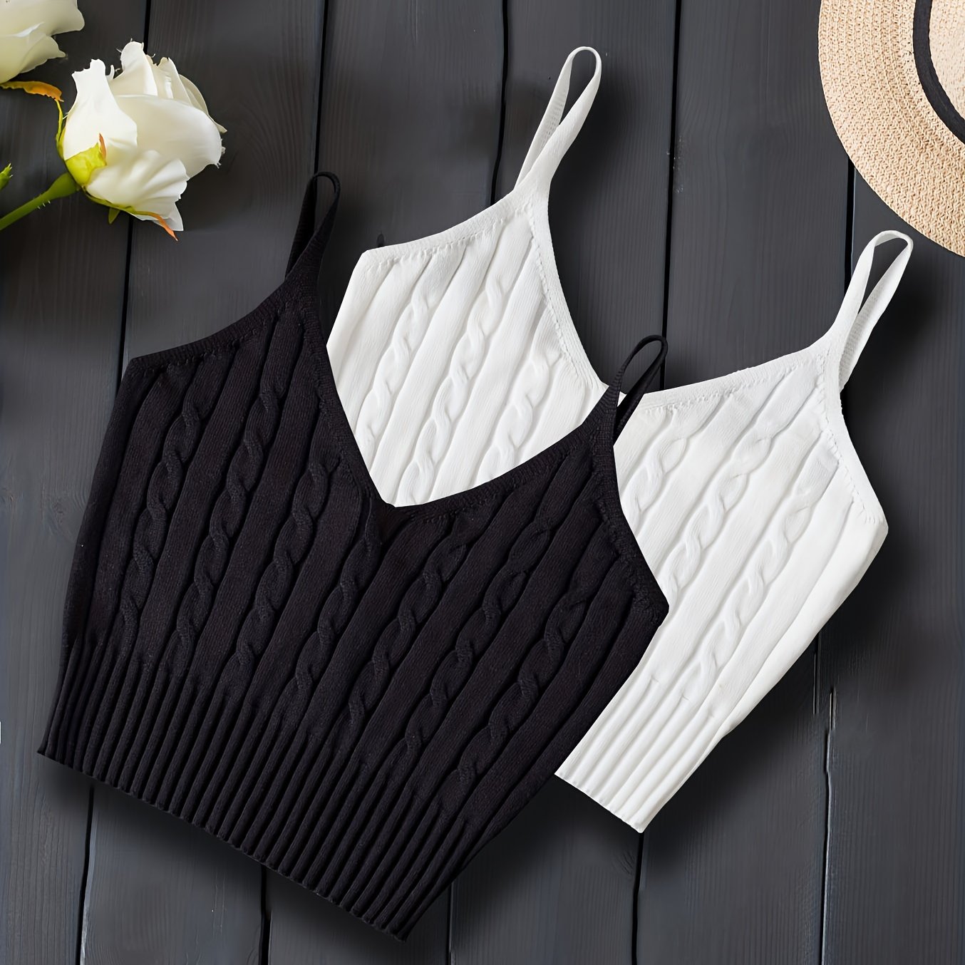 E-shop 2er Set Einfarbige Sexy Camisole Top Vielseitiges Oberteil