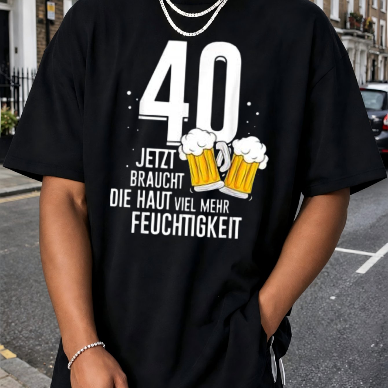 Men's T-shirts 40th Moisture Woman Man Beer Humor T-shirt Black