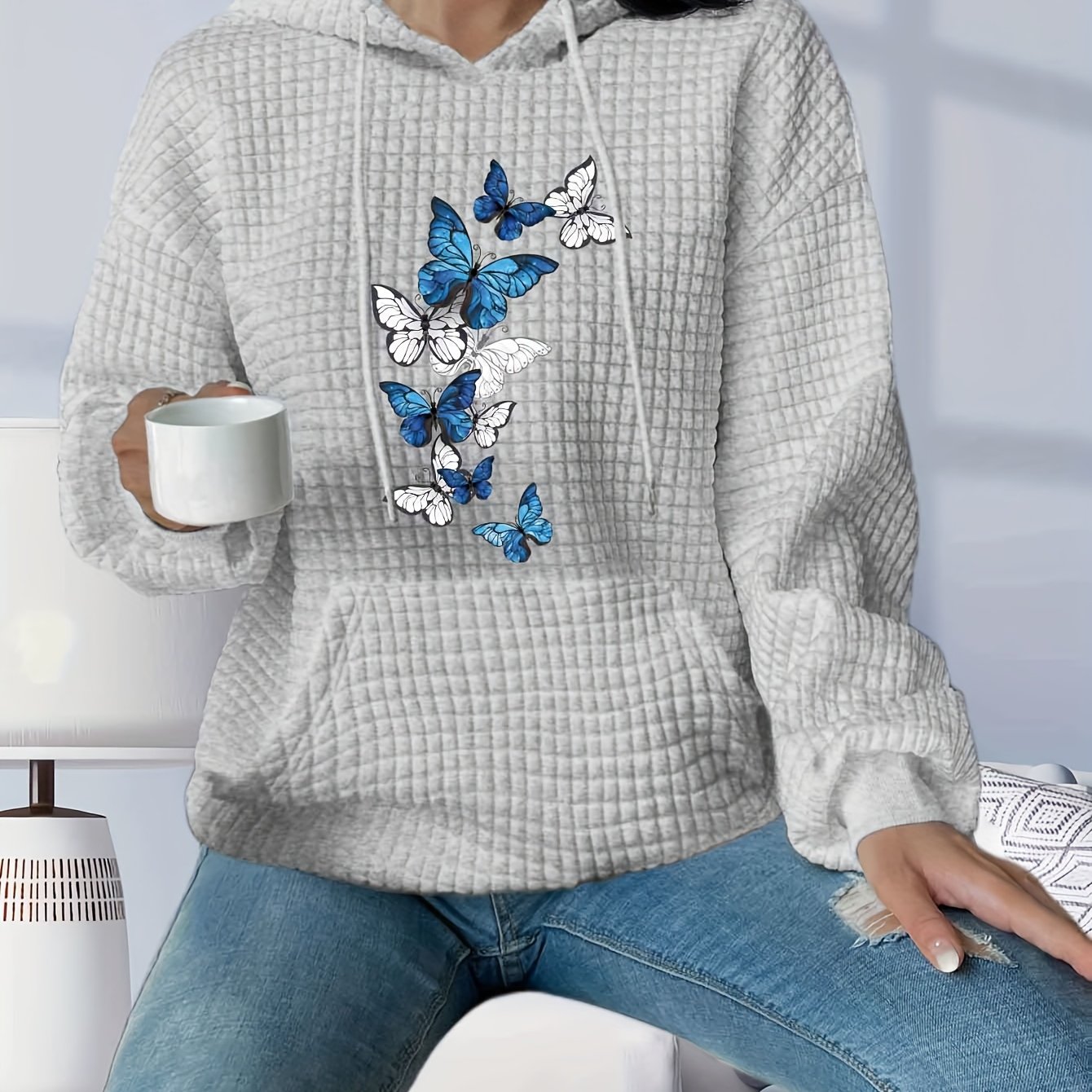 TEMU Graphic Print Hoodie, Drawstring Casual Hooded Sweatshirt For Fall & Spring, Women's Clothing
