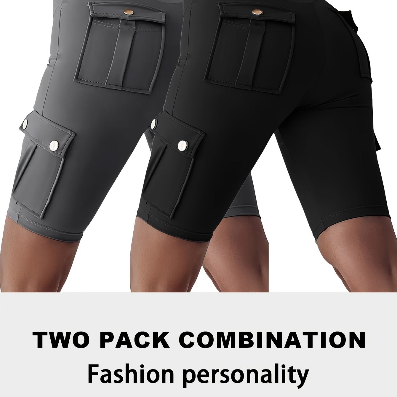 TEMU 2 Pack Sports Yoga Shorts Set, Solid Color, , Quick-dry Fabric, Women's Casual Sports Wear
