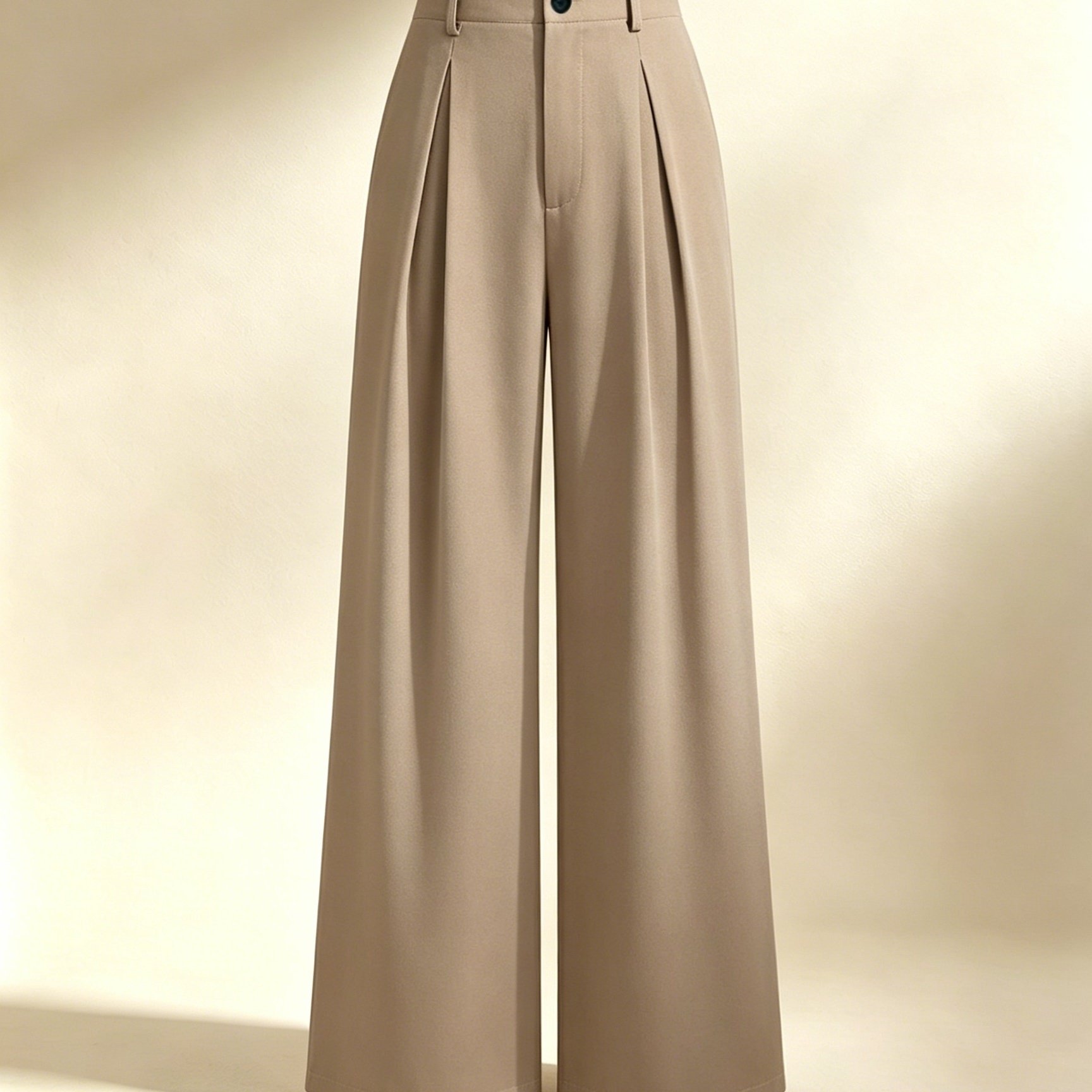 TEMU Women's Retro Elegant High-waist Pleated Wide-leg Trousers, Straight Flowing Long Leg Work Casual Pants, Suitable For Office, Daily Wear, Club,